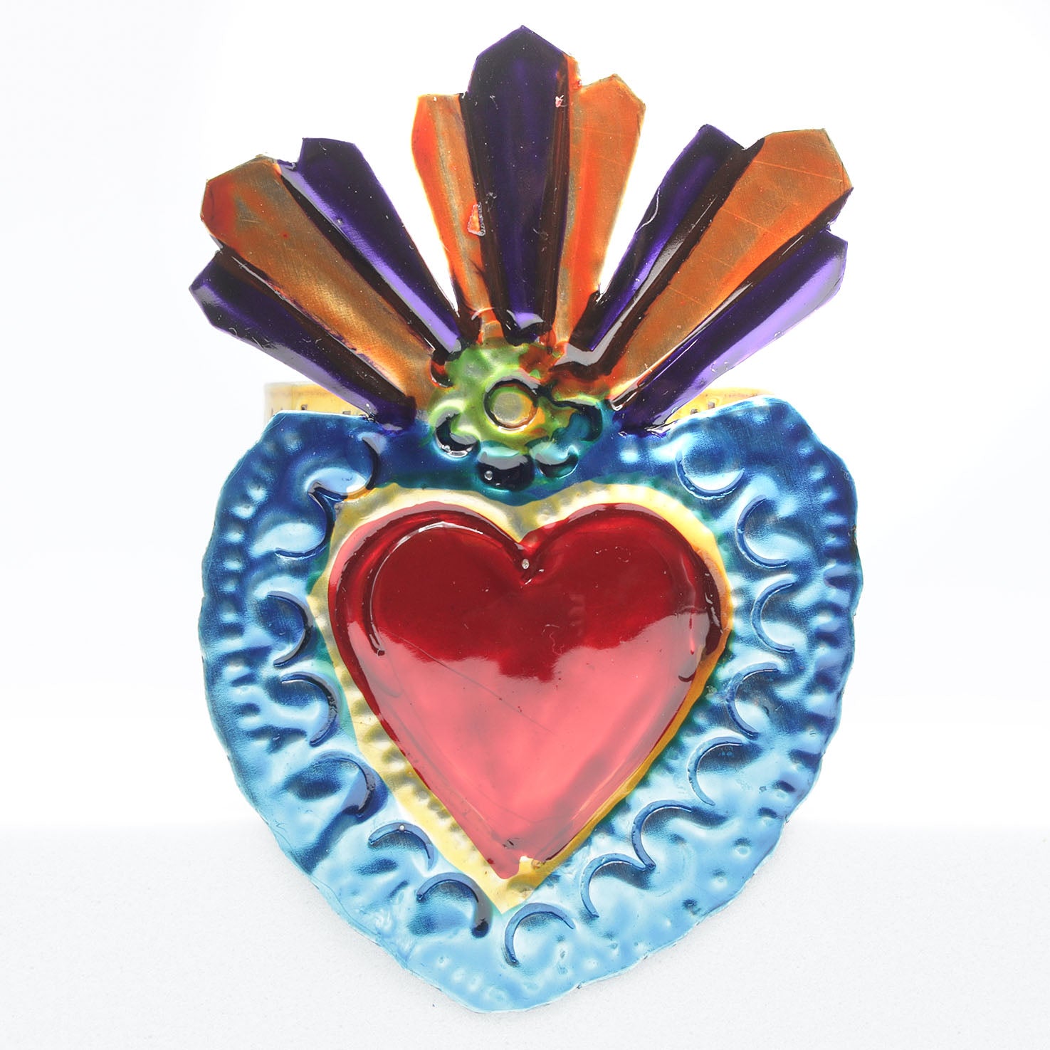 Color Heart Tin Art Milagro Napkin Ring