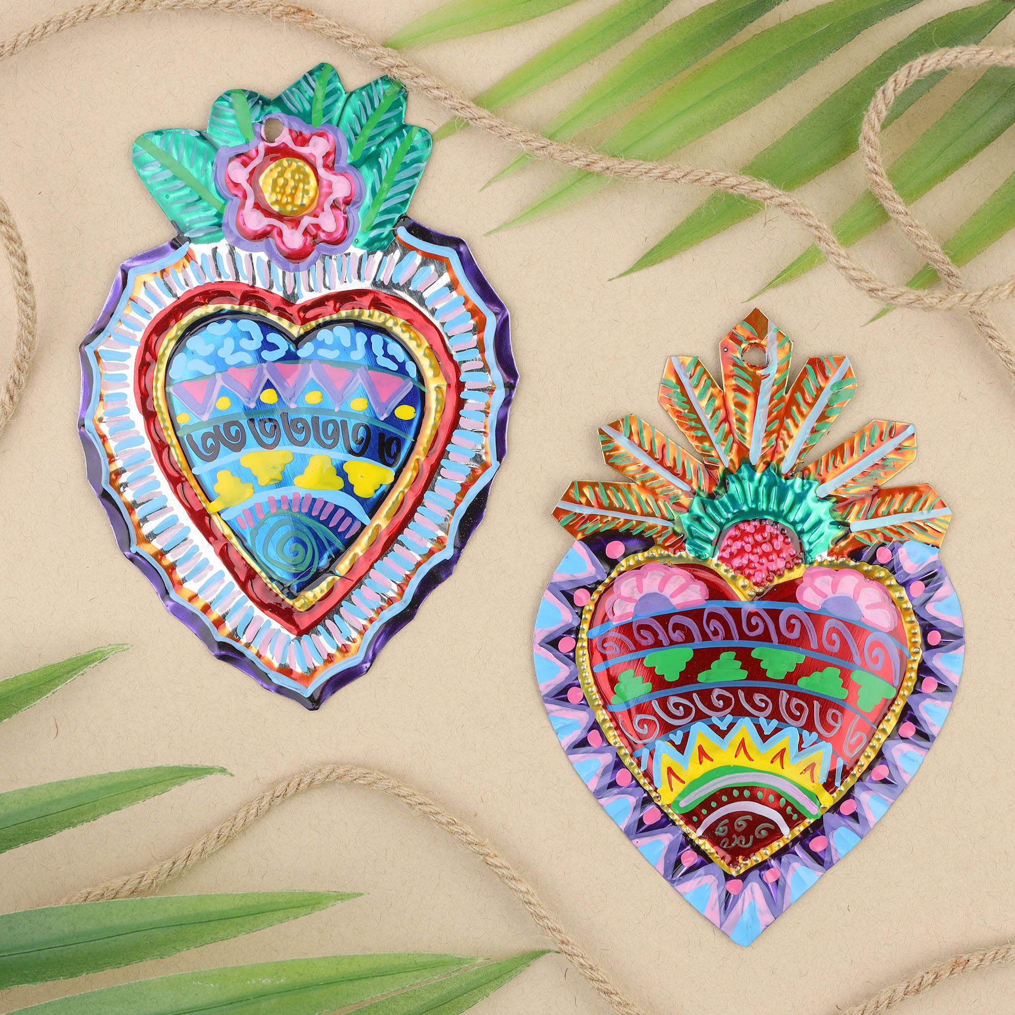 Extra Detailed Medium Mexican Milagro Tin Hearts