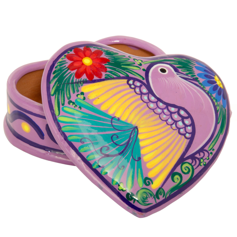 Hand-Painted Xalitla Clay Heart Trinket/Jewelry Box