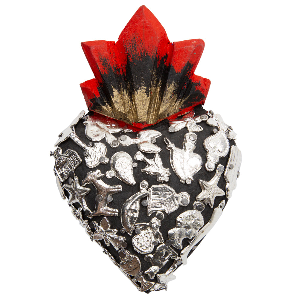 Small Wooden Milagro Heart with Milagritos