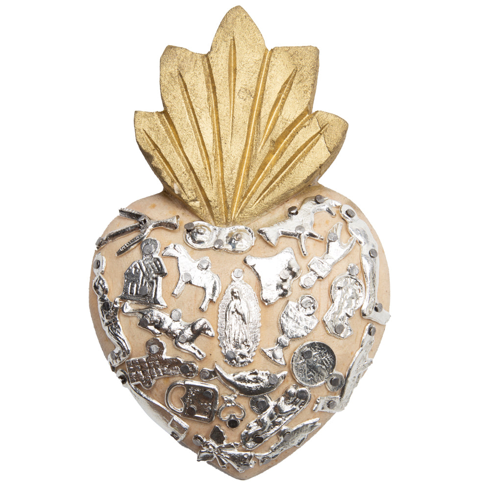 Small Wooden Milagro Heart with Milagritos
