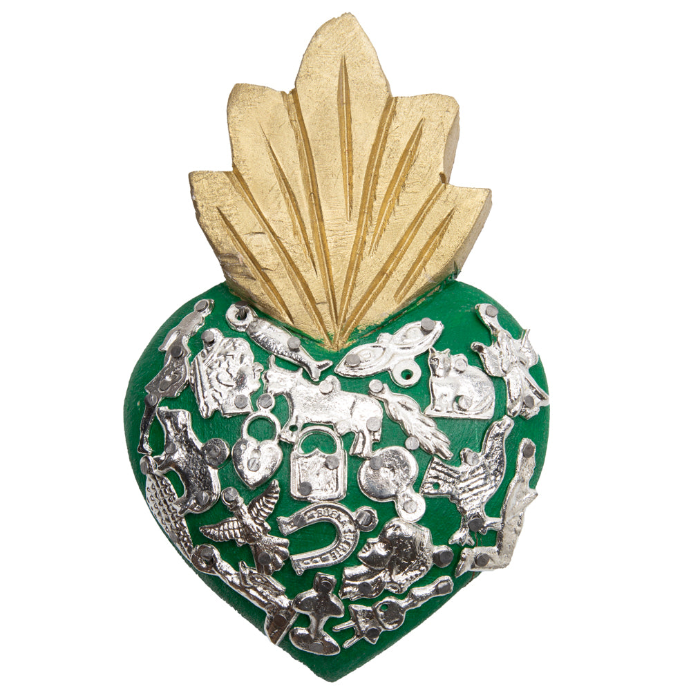 Small Wooden Milagro Heart with Milagritos