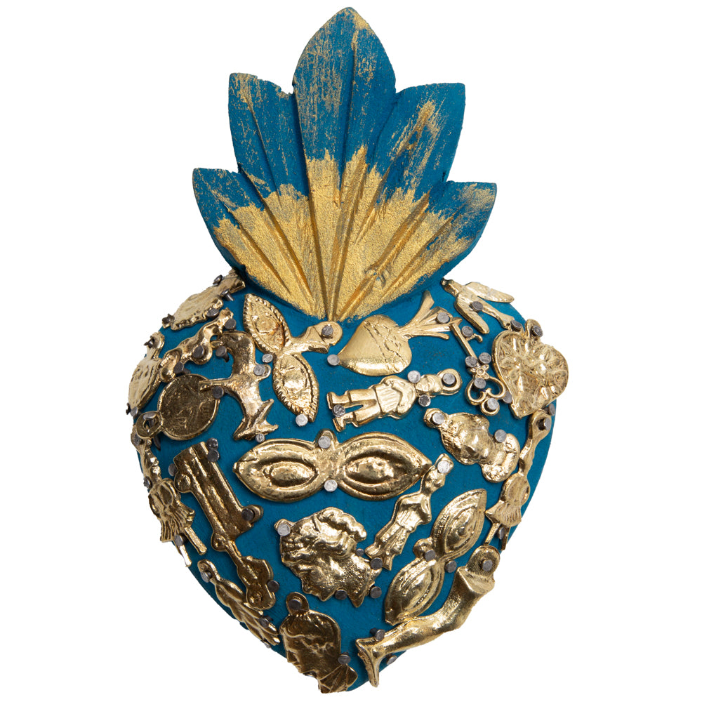 Small Wooden Milagro Heart with Milagritos