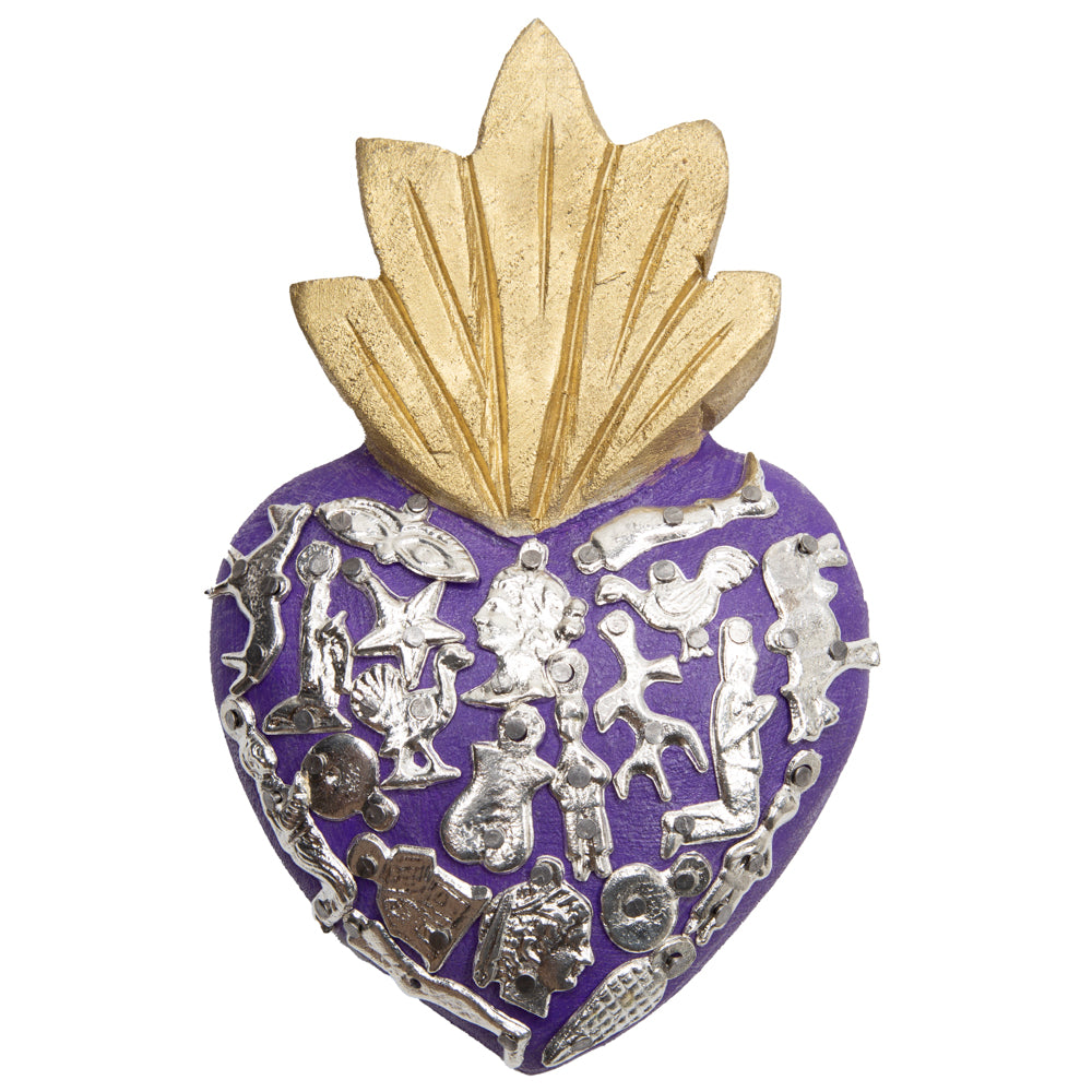 Small Wooden Milagro Heart with Milagritos