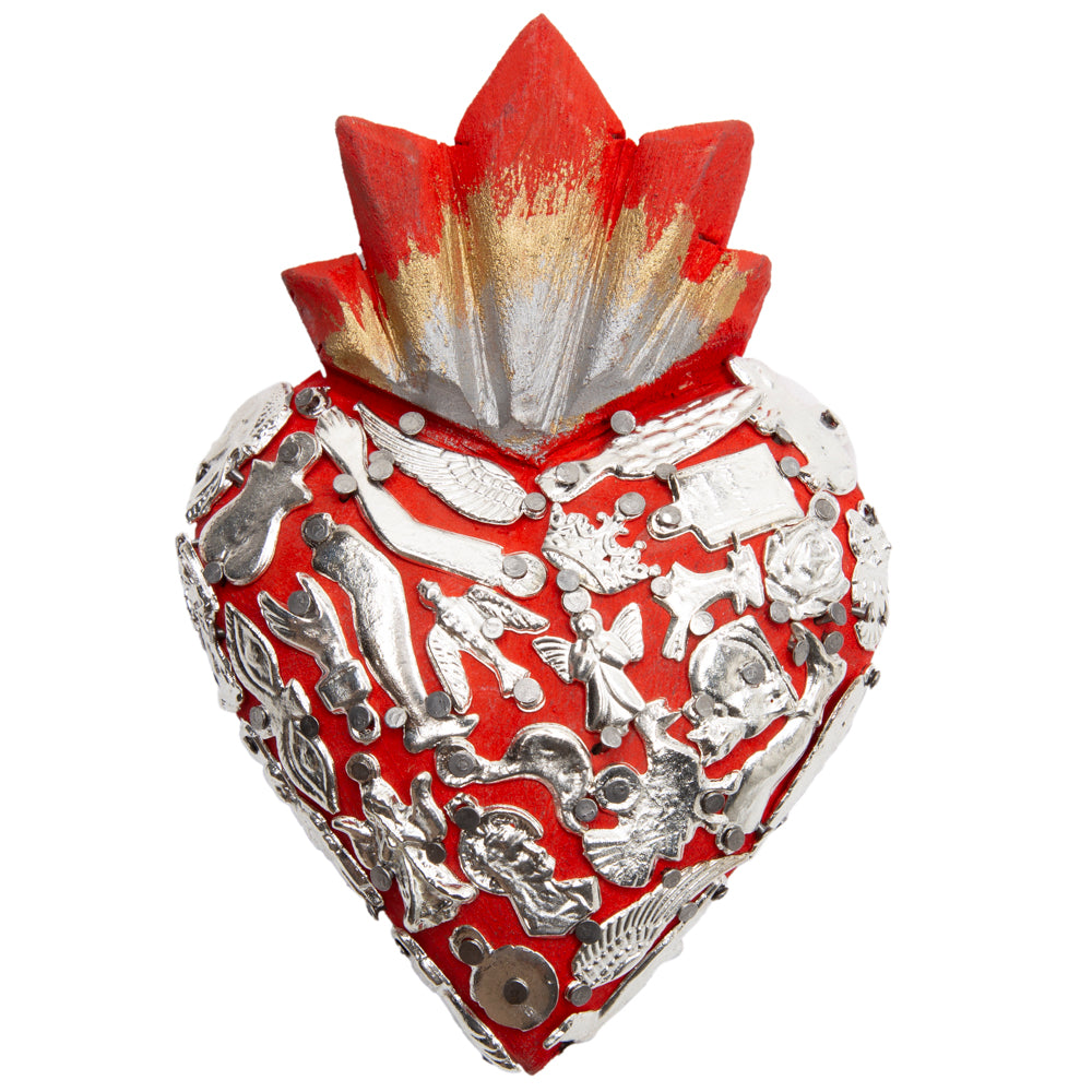 Small Wooden Milagro Heart with Milagritos