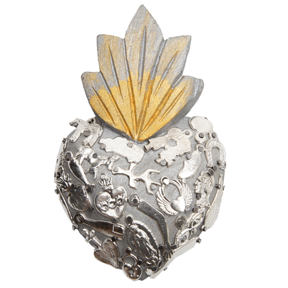 Small Wooden Milagro Heart with Milagritos