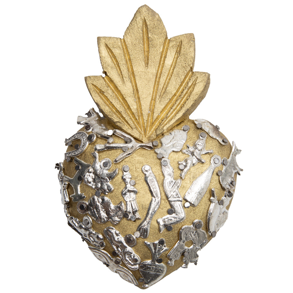 Small Wooden Milagro Heart with Milagritos