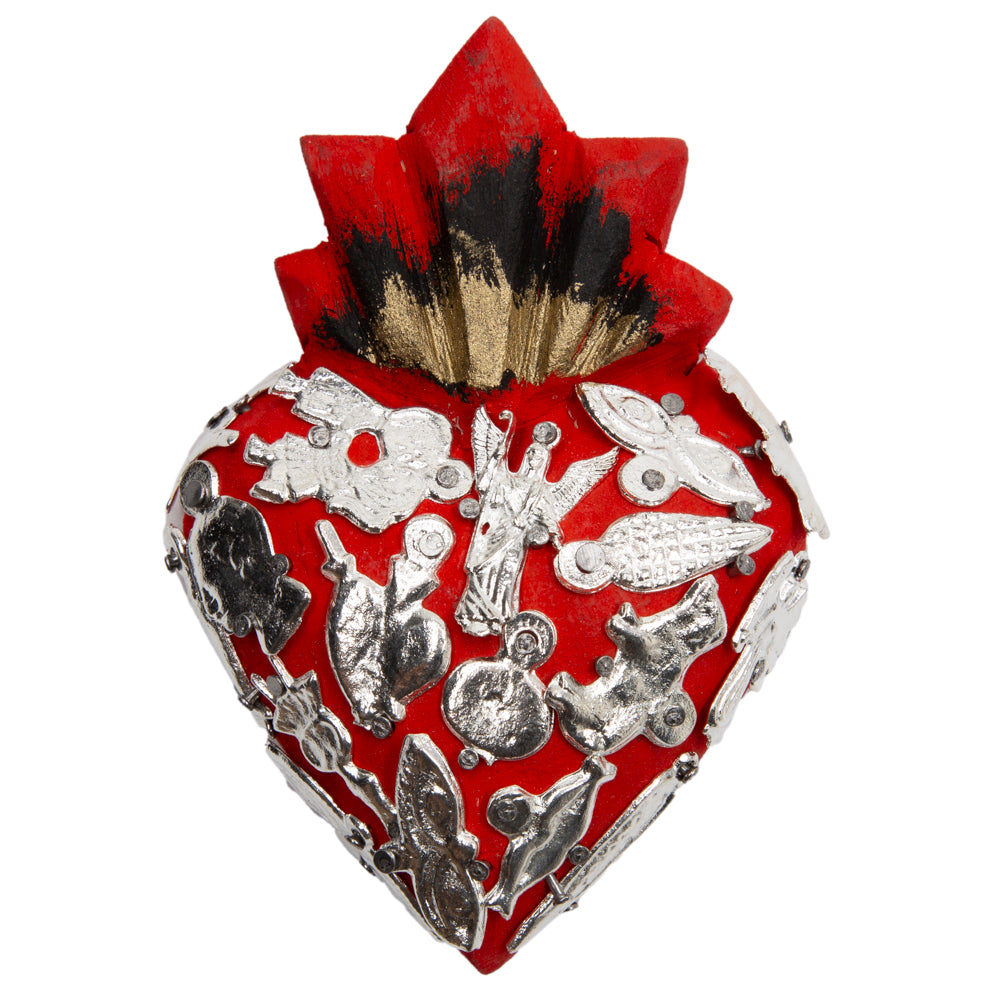 Mini Wooden Milagro Heart with Milagritos