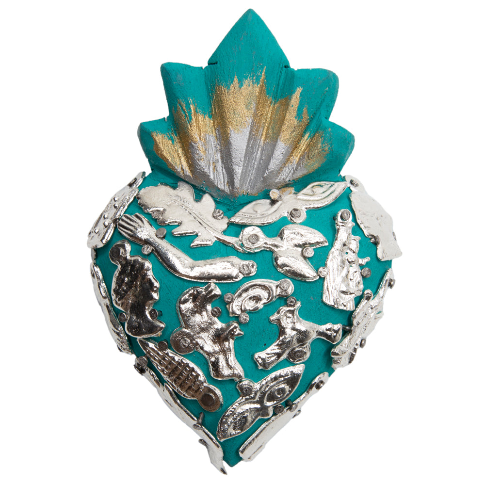 Mini Wooden Milagro Heart with Milagritos