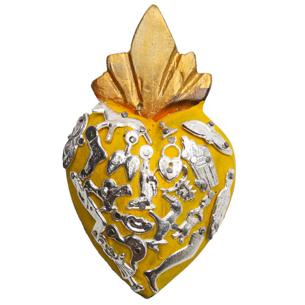 Mini Wooden Milagro Heart with Milagritos