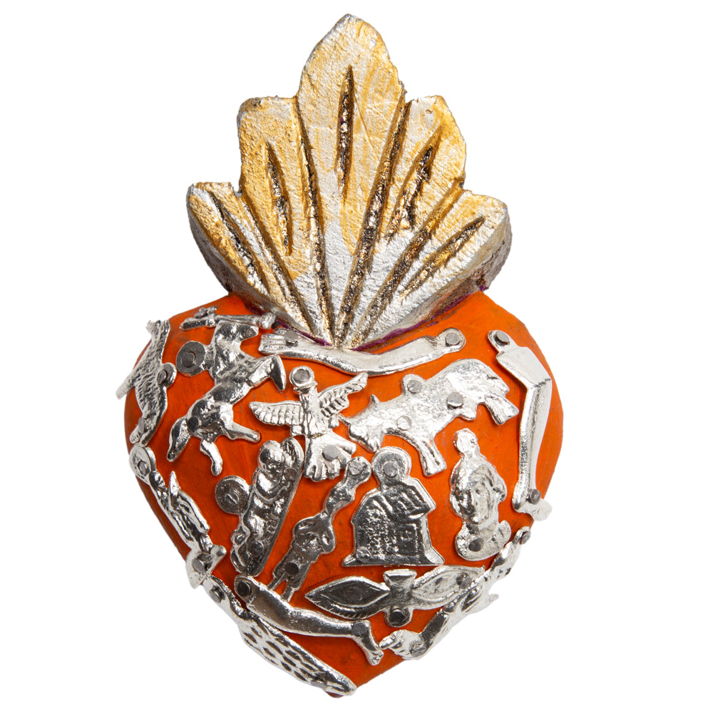 Mini Wooden Milagro Heart with Milagritos