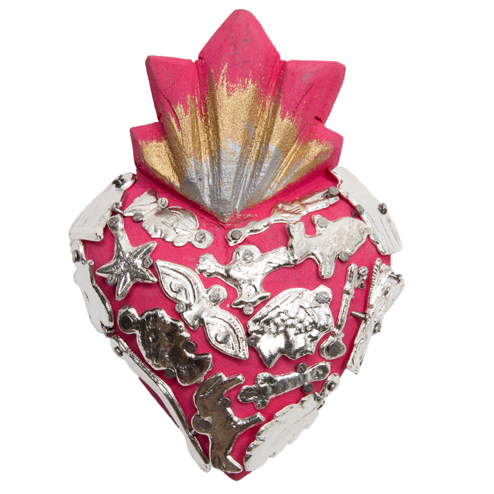 Mini Wooden Milagro Heart with Milagritos