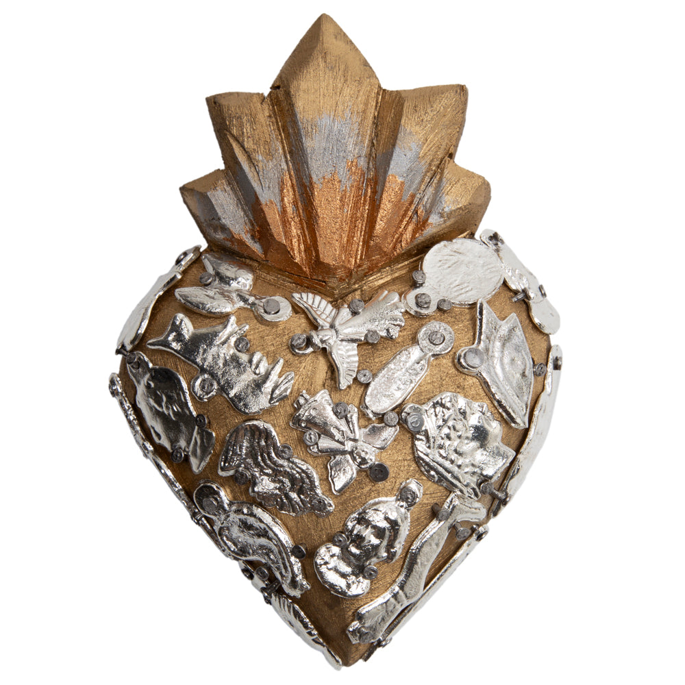 Mini Wooden Milagro Heart with Milagritos