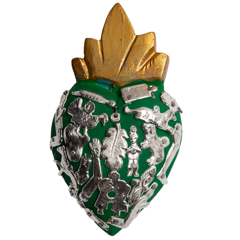 Mini Wooden Milagro Heart with Milagritos