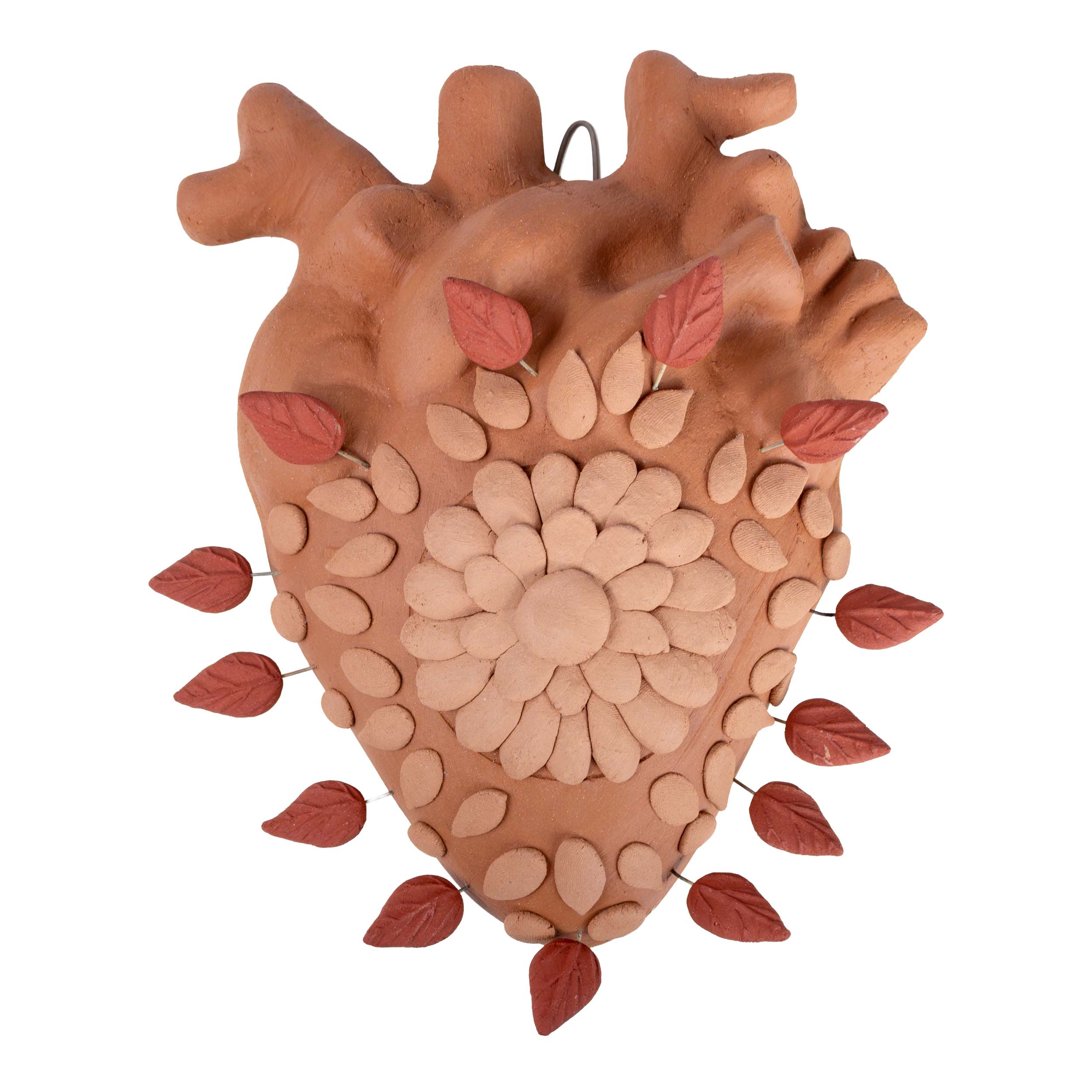 Mi Corazón de Flor Barro Pigmentado Heart Clay Wall Art
