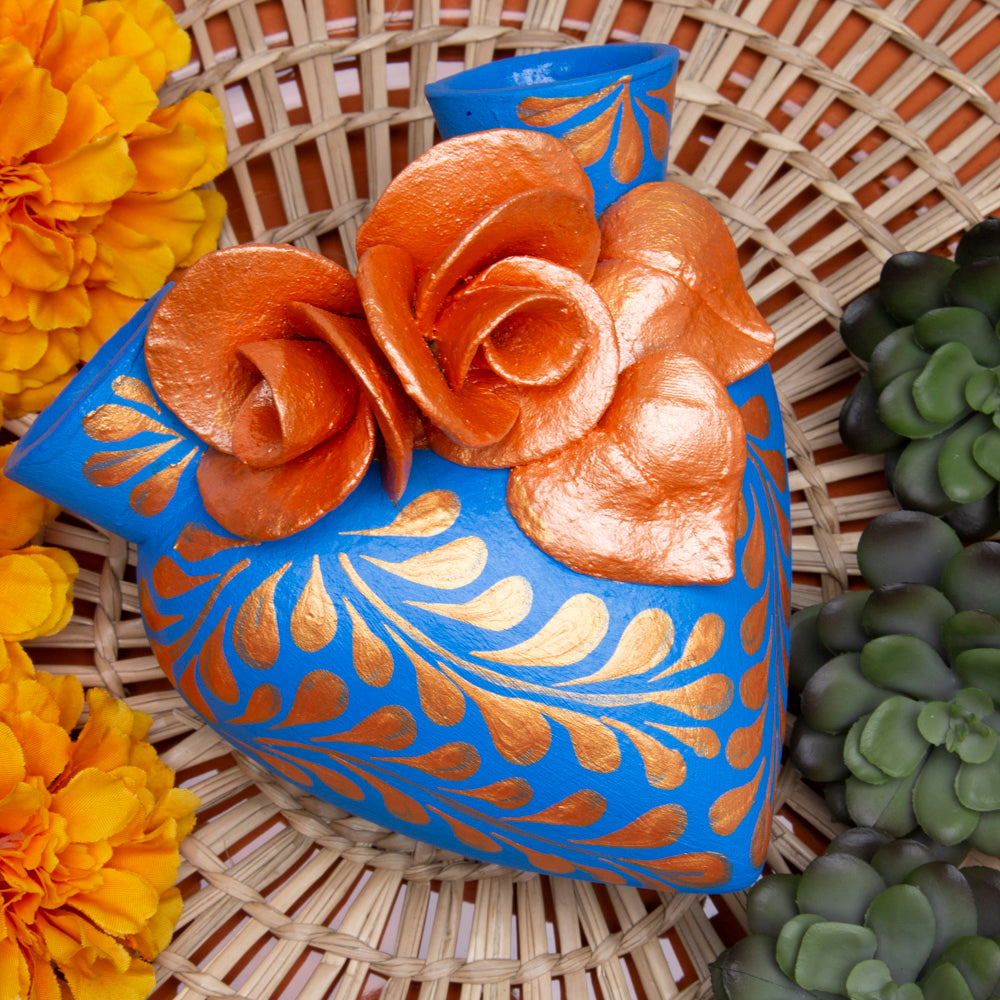 La Flor - Mexican Hand-Painted Hearts