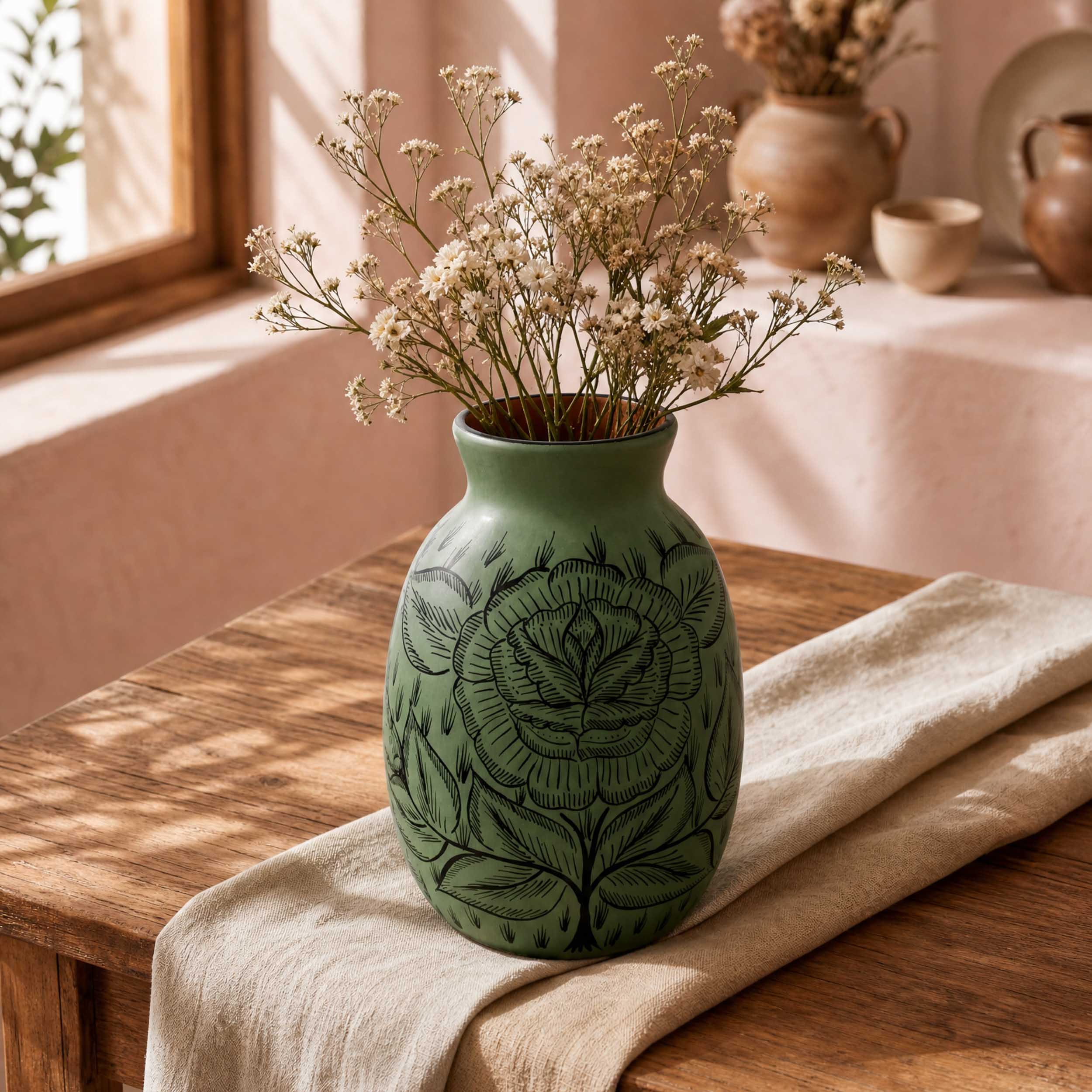 Huancito Hand-Painted Blooming Flower Vase