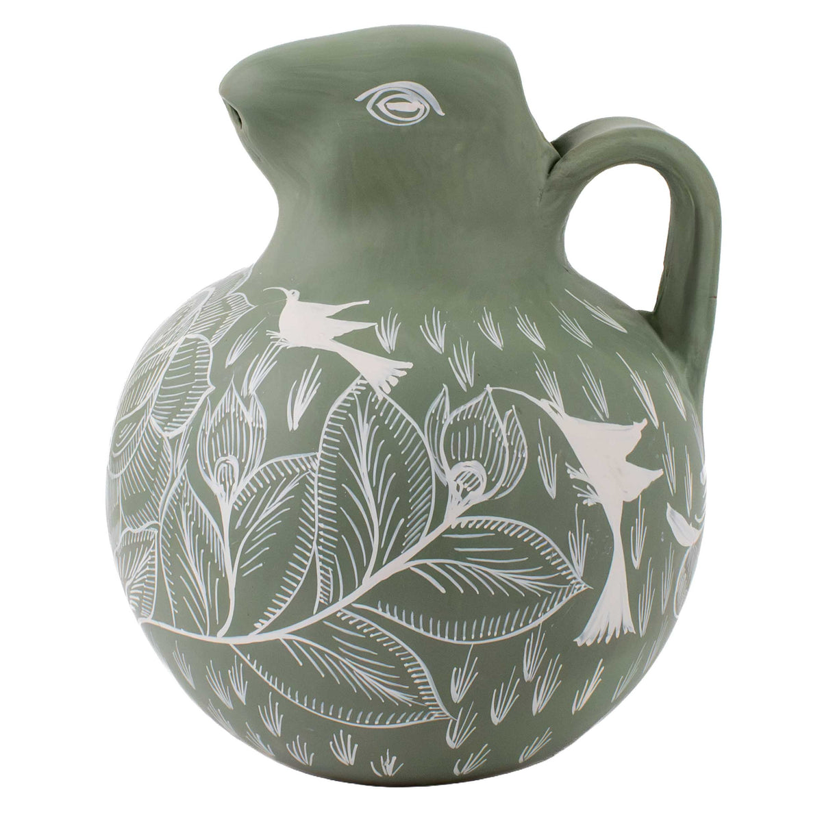 Huancito Hand-Painted Clay Bird Jug