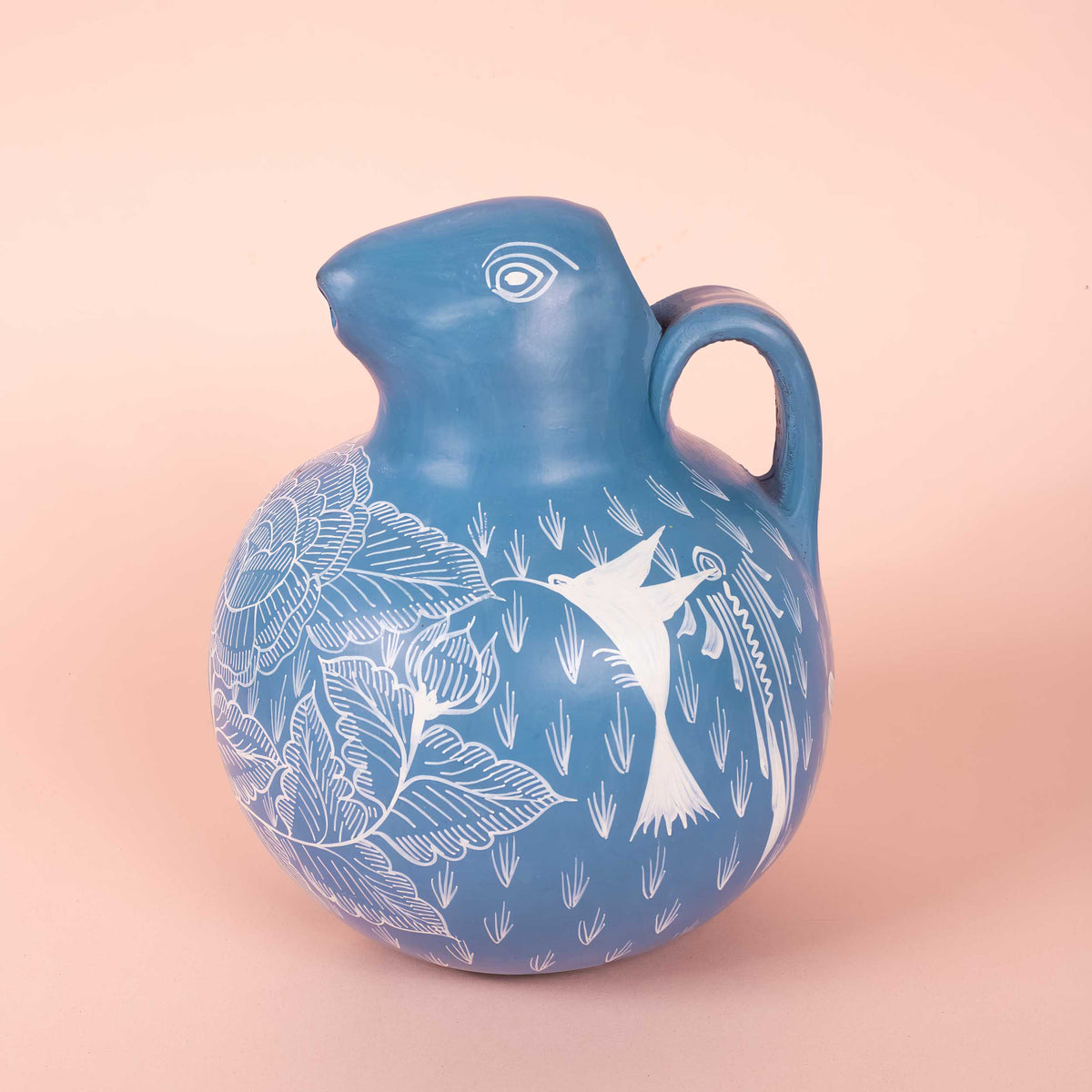 Huancito Hand-Painted Clay Bird Jug