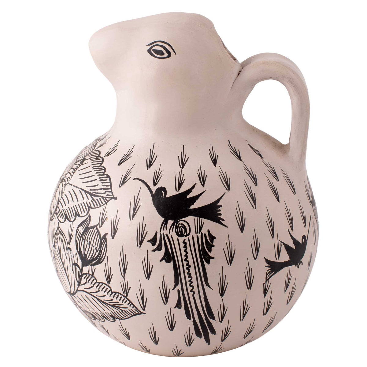 Huancito Hand-Painted Clay Bird Jug