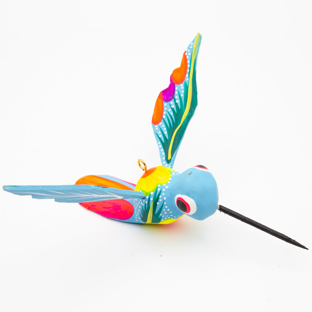 Hand Painted Hummingbird Wooden Figurine