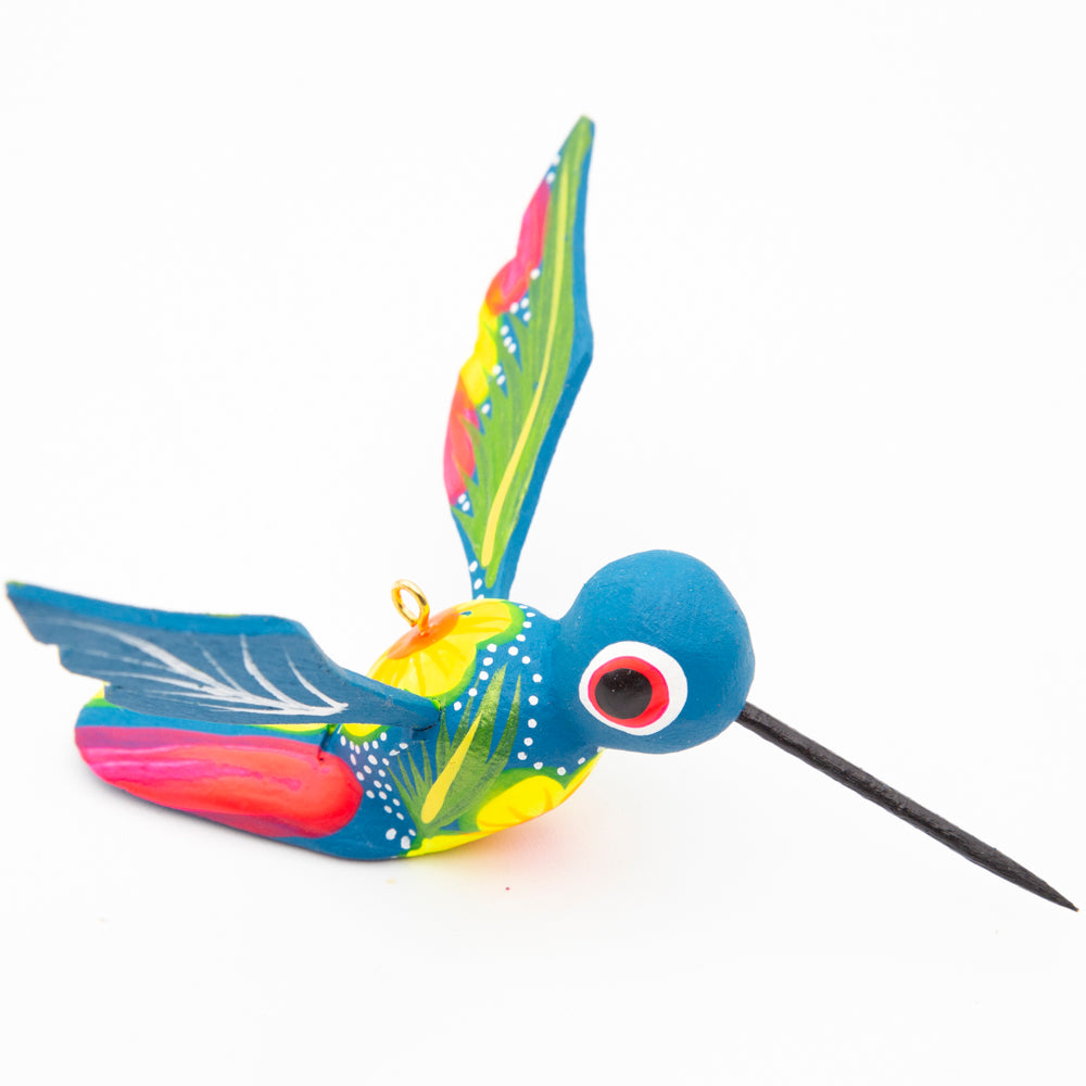 Hand Painted Hummingbird Wooden Figurine