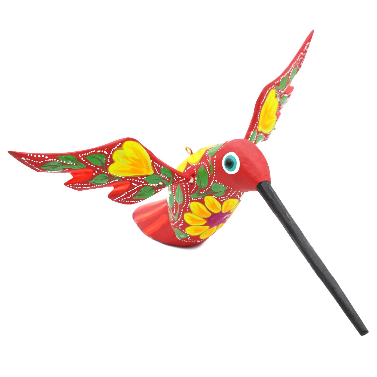 Large Hand Painted Hummingbird Wooden Figurine