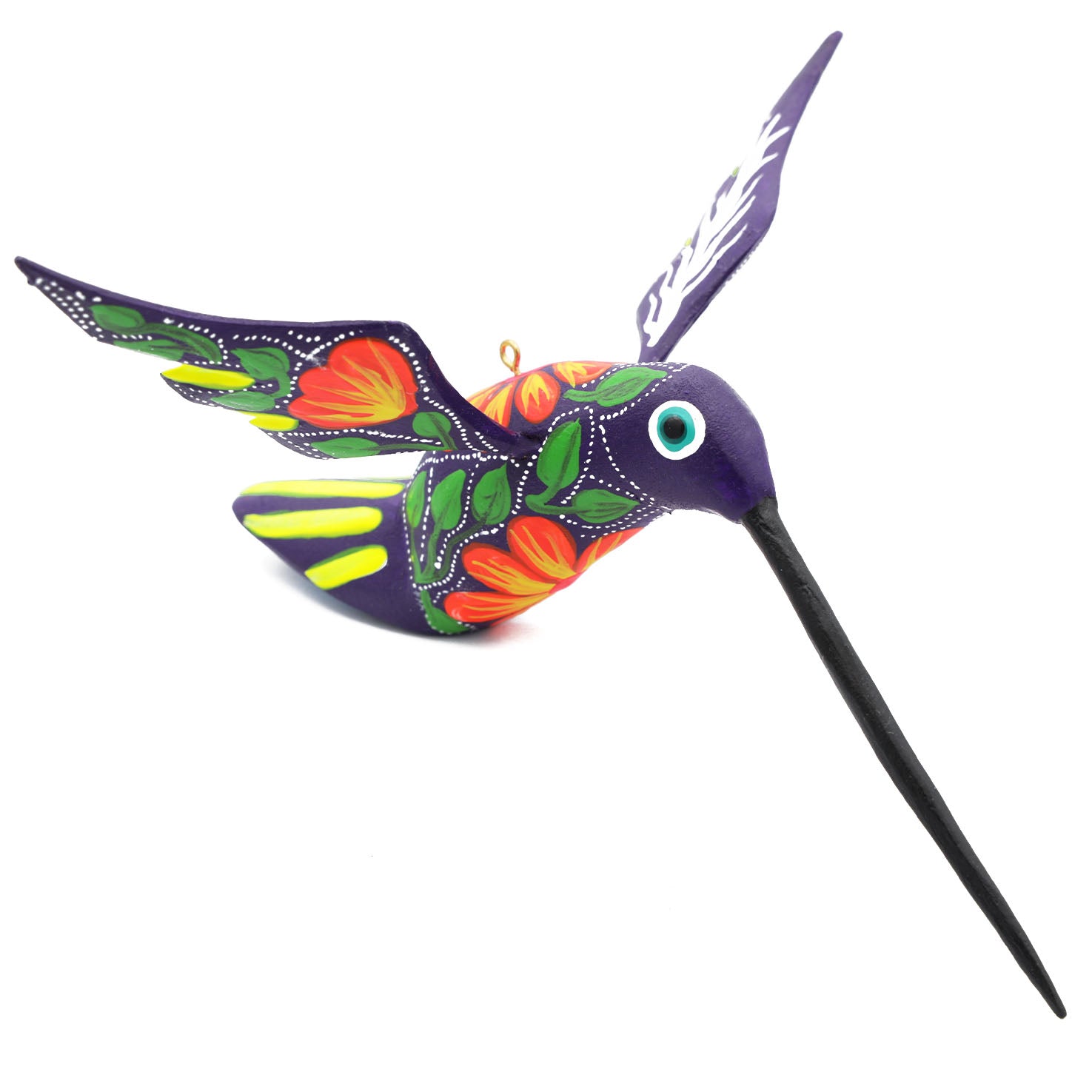 Large Hand Painted Hummingbird Wooden Figurine