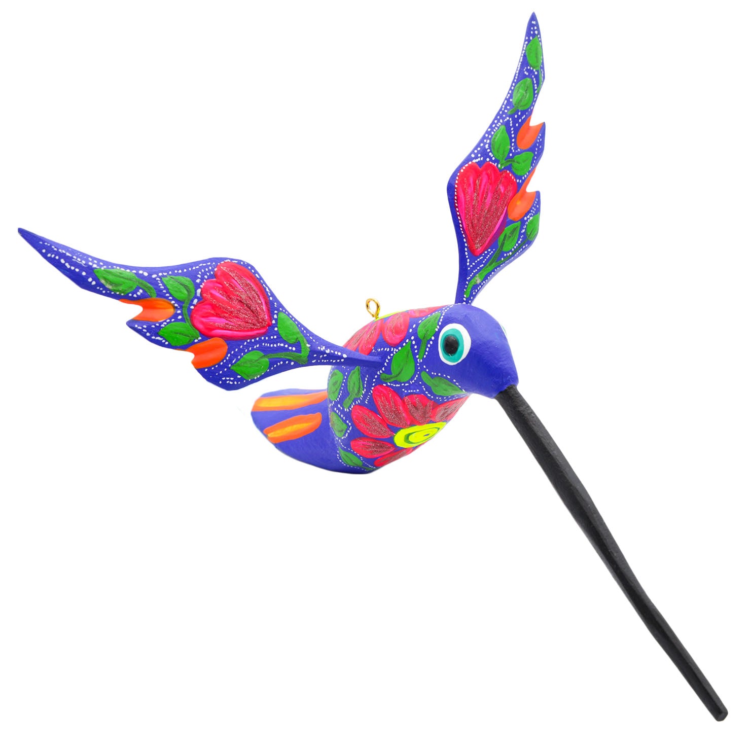 Large Hand Painted Hummingbird Wooden Figurine