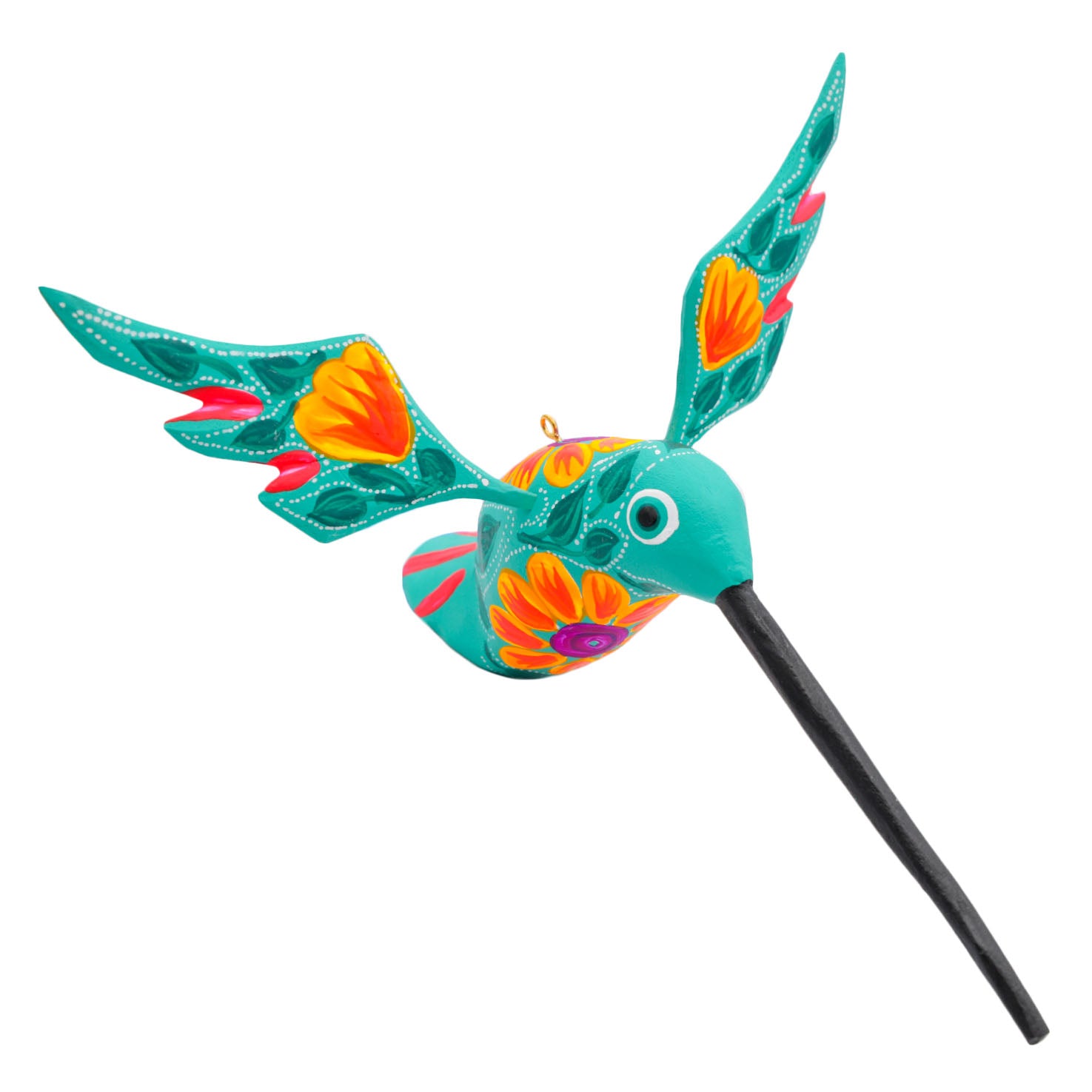 Large Hand Painted Hummingbird Wooden Figurine