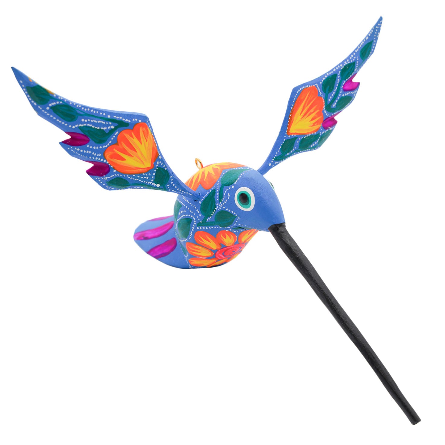 Large Hand Painted Hummingbird Wooden Figurine
