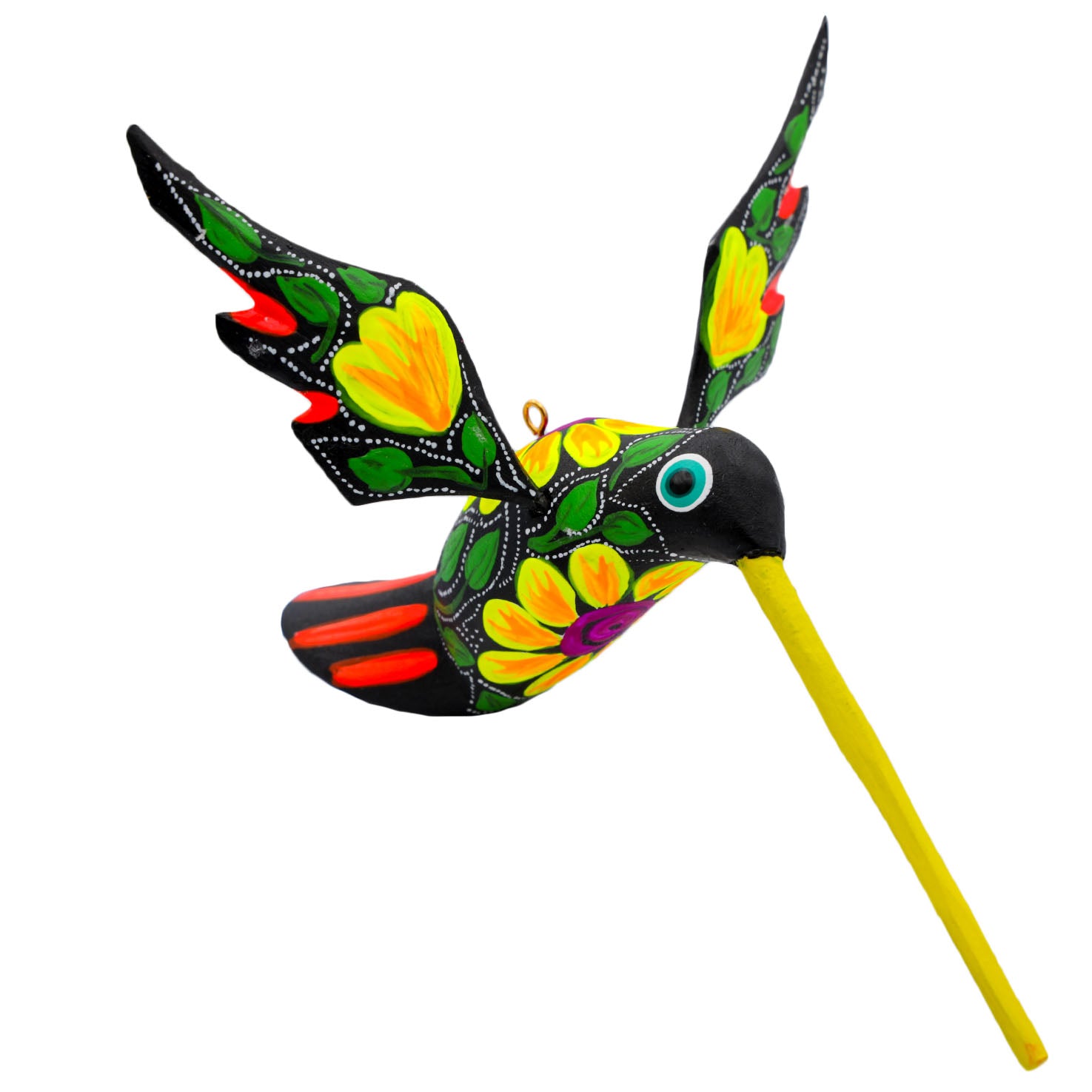 Large Hand Painted Hummingbird Wooden Figurine