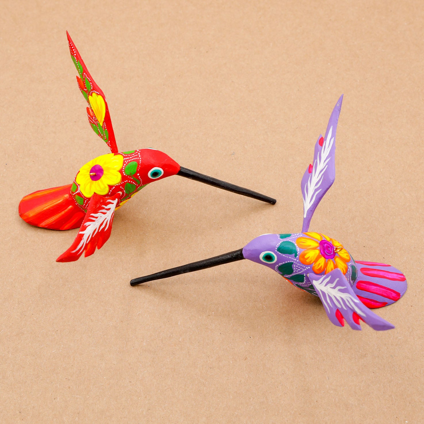 Large Hand Painted Hummingbird Wooden Figurine