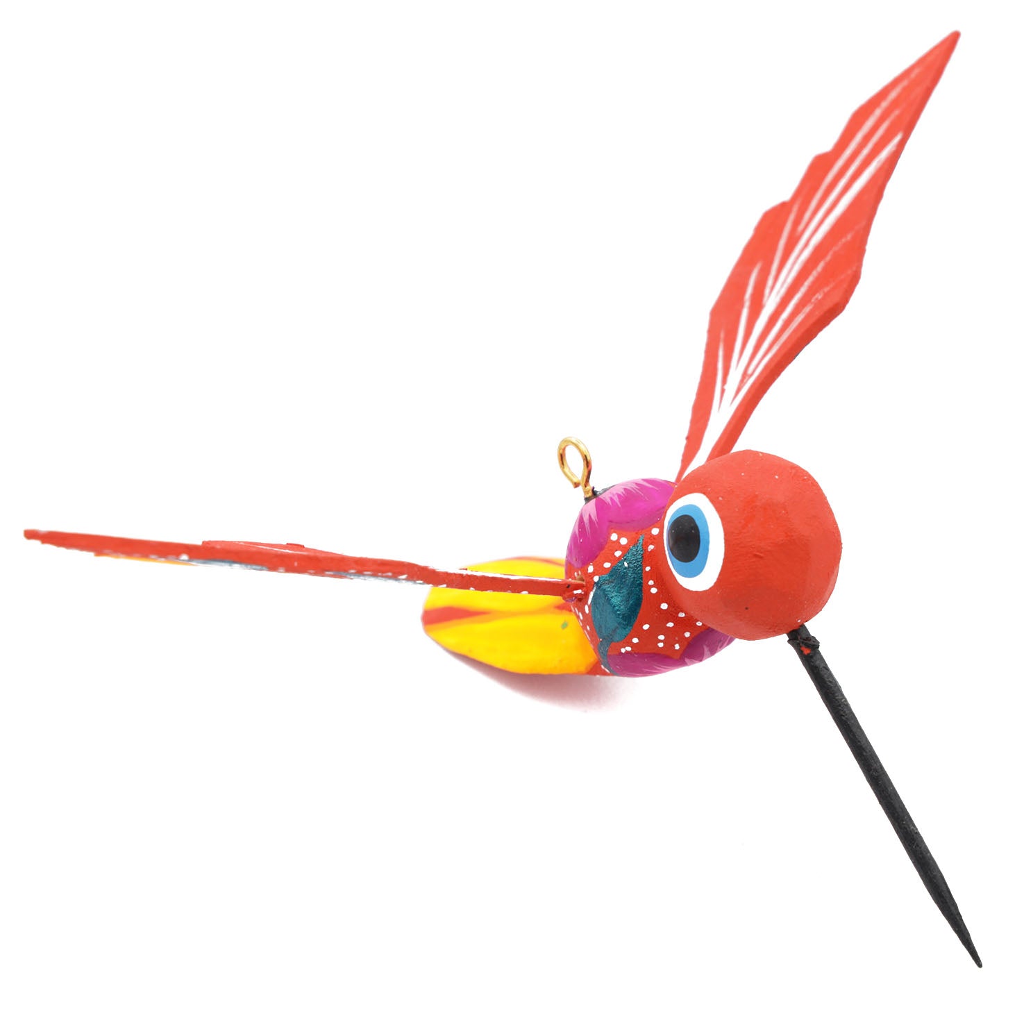 Hand Painted Hummingbird Wooden Figurine