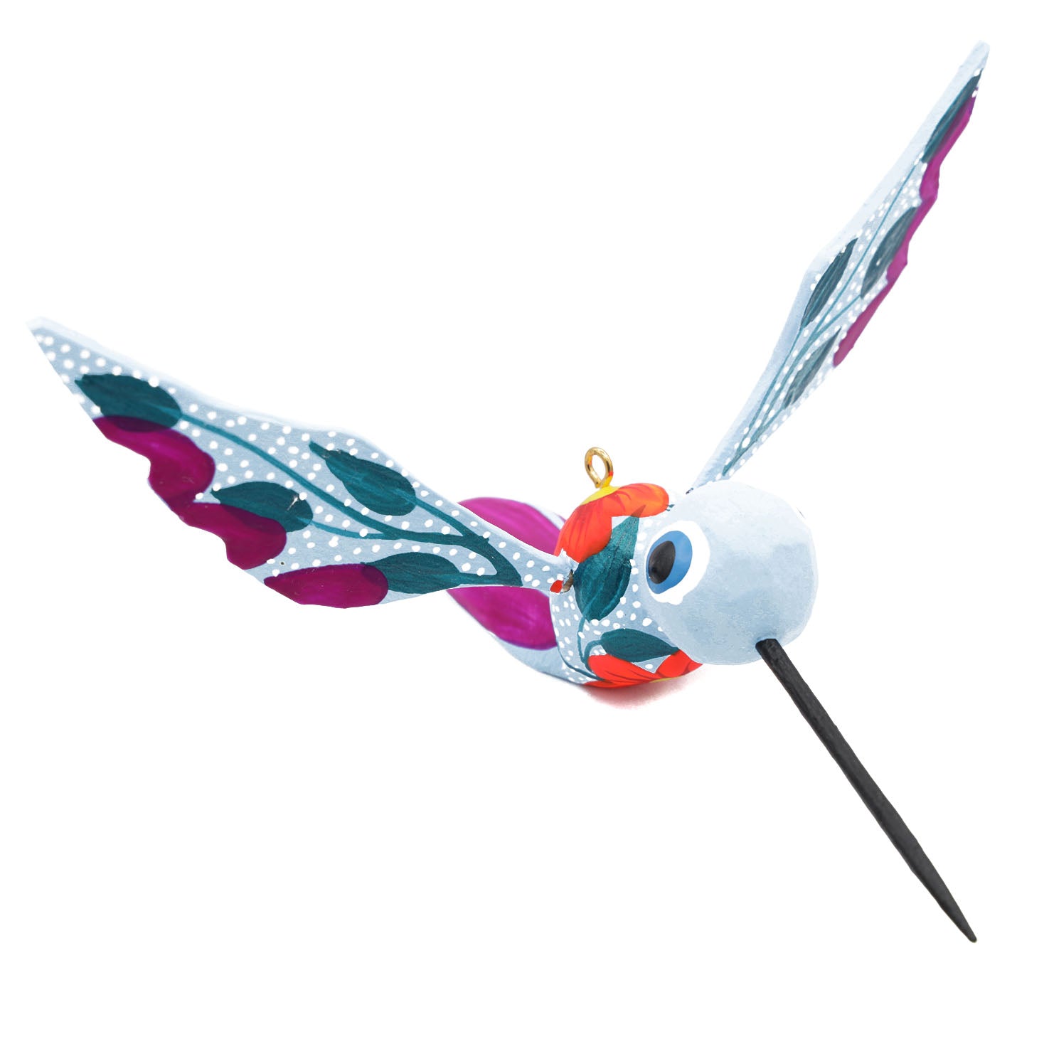 Hand Painted Hummingbird Wooden Figurine