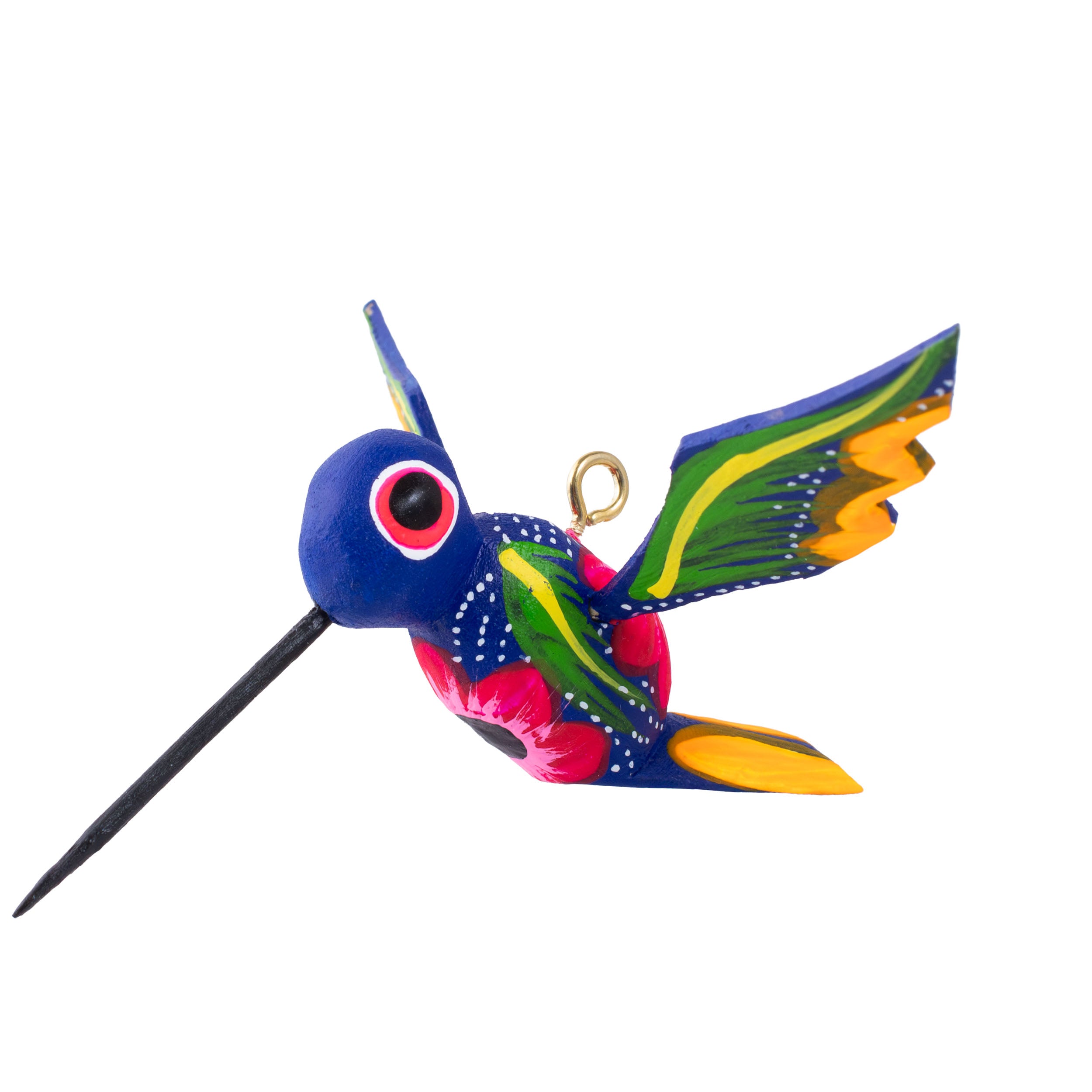 Hand Painted Hummingbird Wooden Figurine