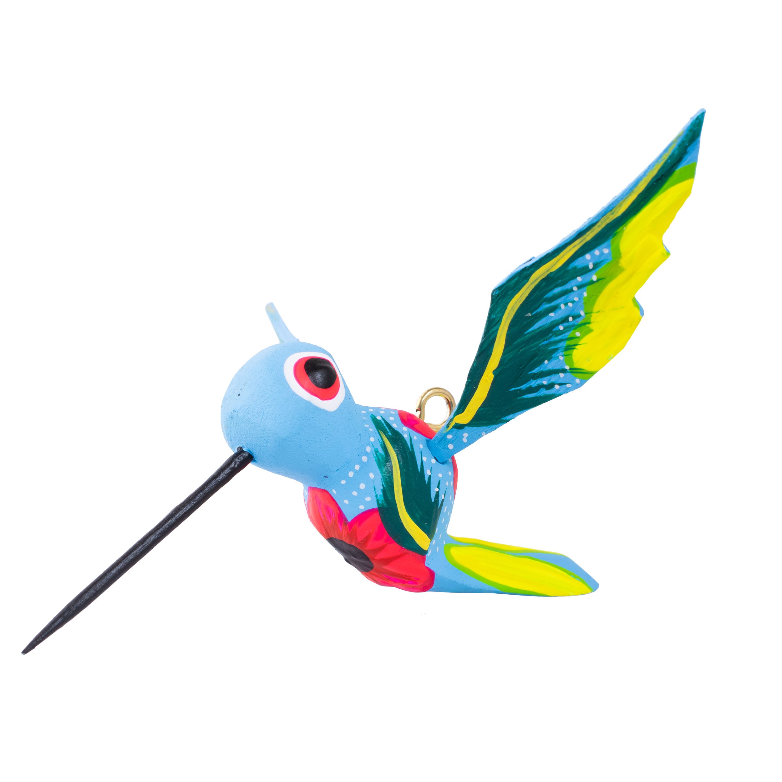 Hand Painted Hummingbird Wooden Figurine