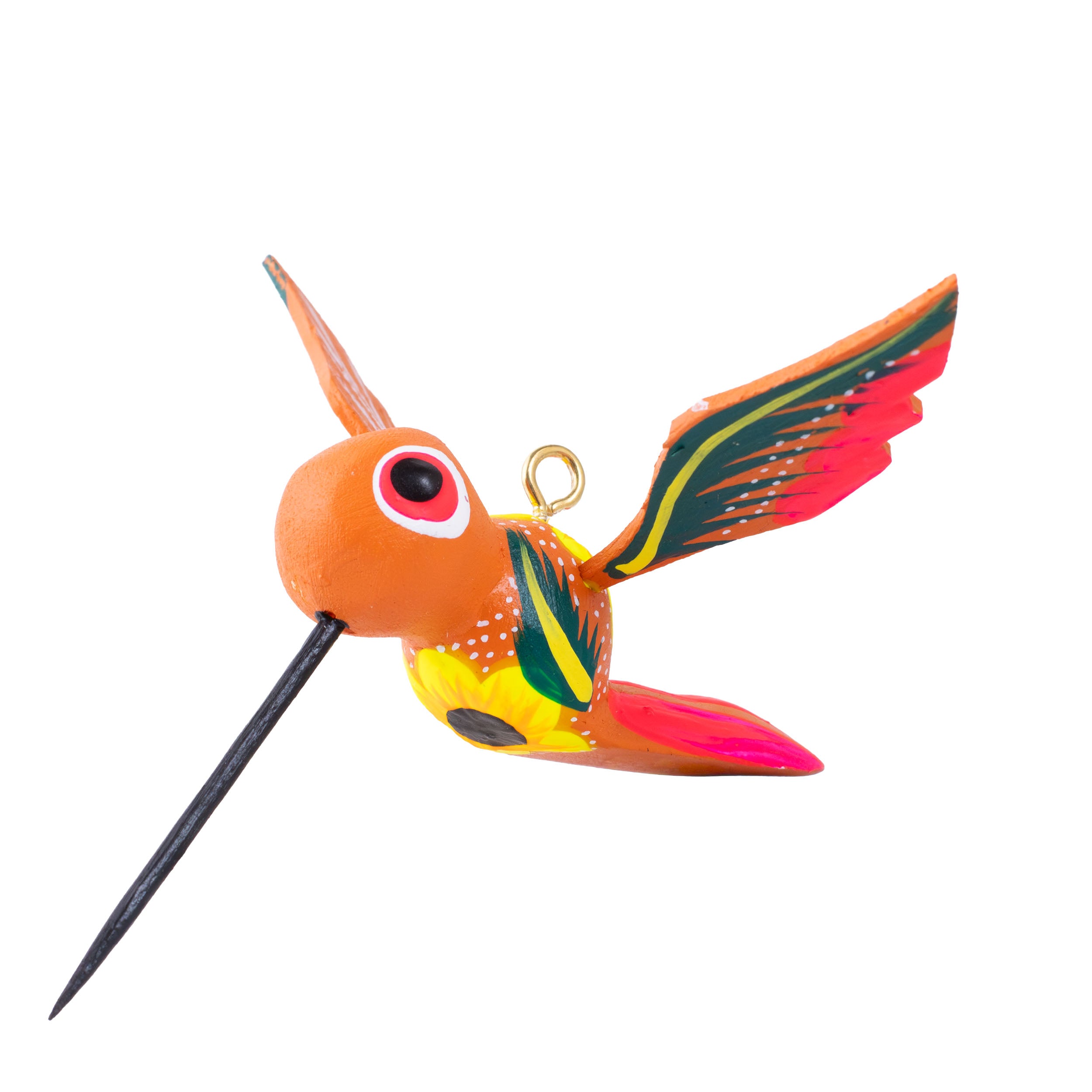 Hand Painted Hummingbird Wooden Figurine