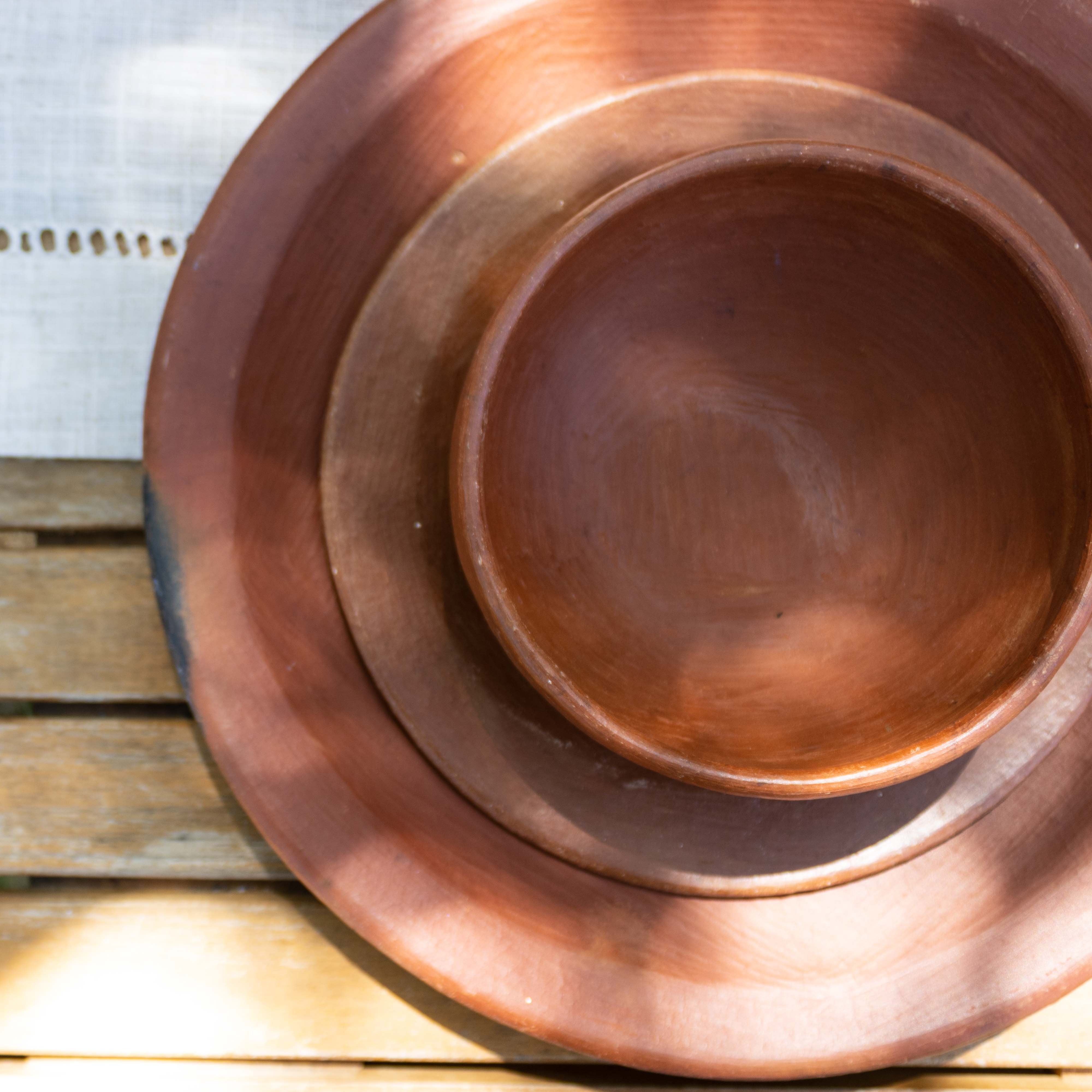 Red Clay Terracotta Salad Plate with Base