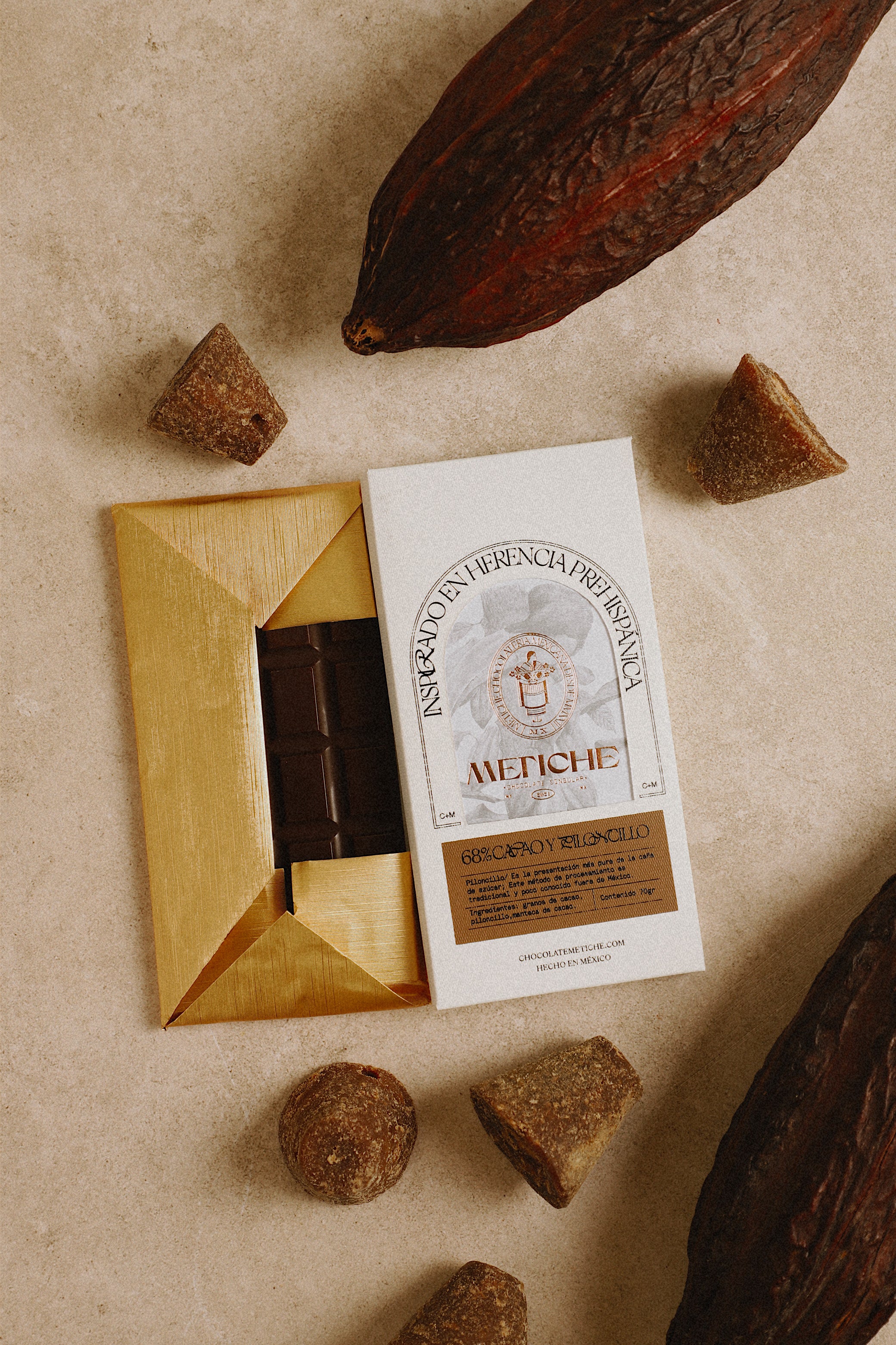 Dark Mexican Chocolate Bar, 68% Cacao with Piloncillo