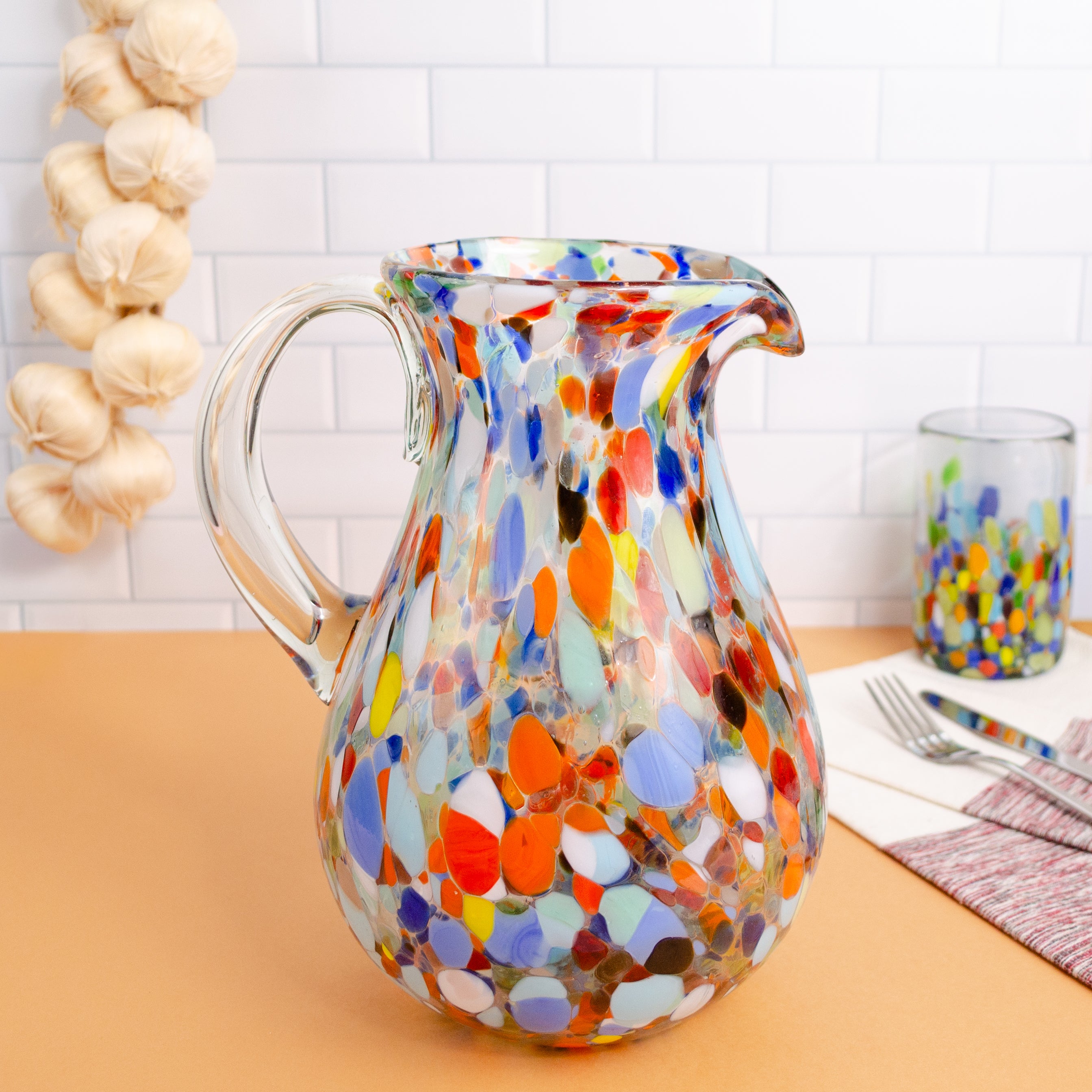 Tonalá Handblown Teardrop Glass Pitcher