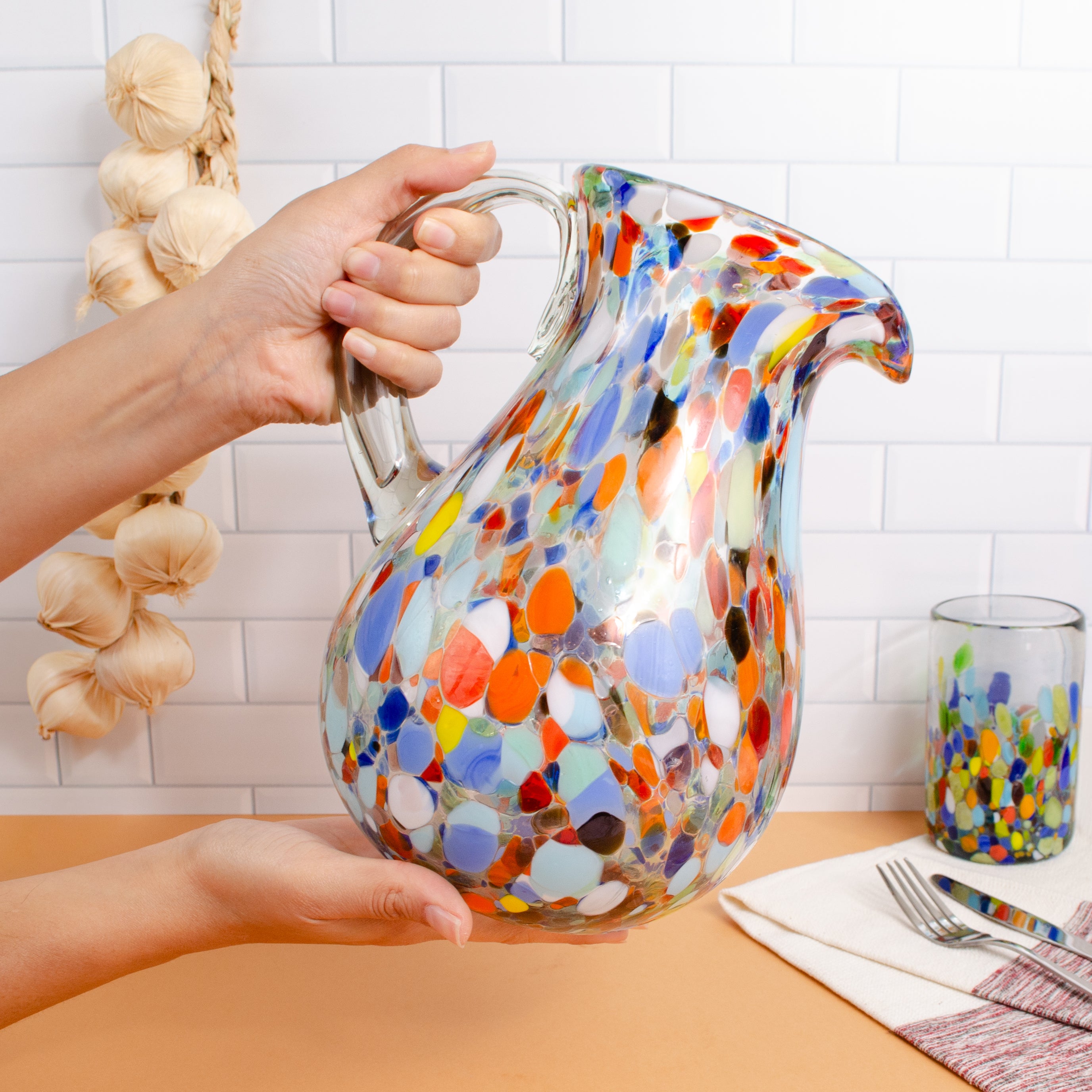 Tonalá Handblown Teardrop Glass Pitcher