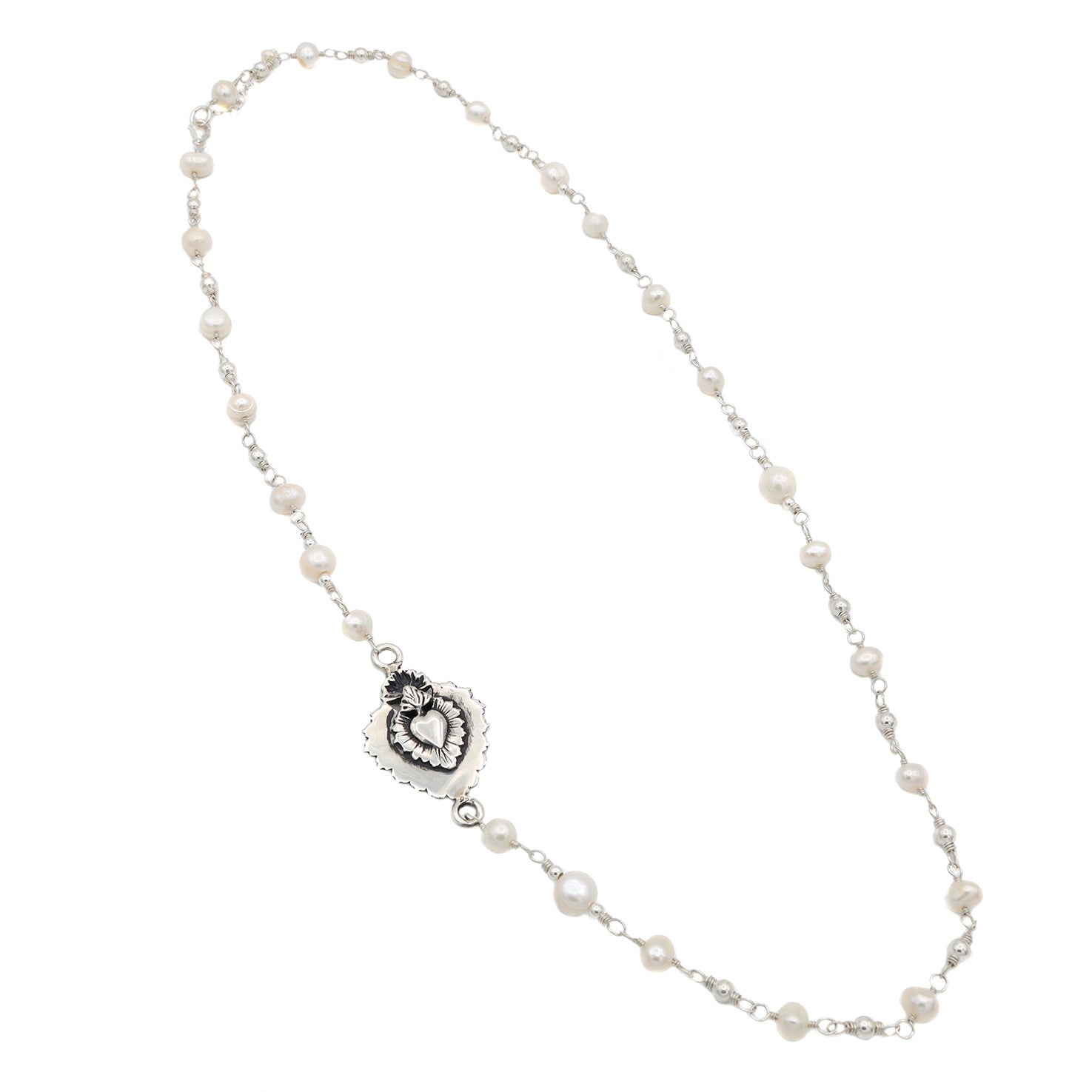 Sterling Silver Sacred Heart Necklace