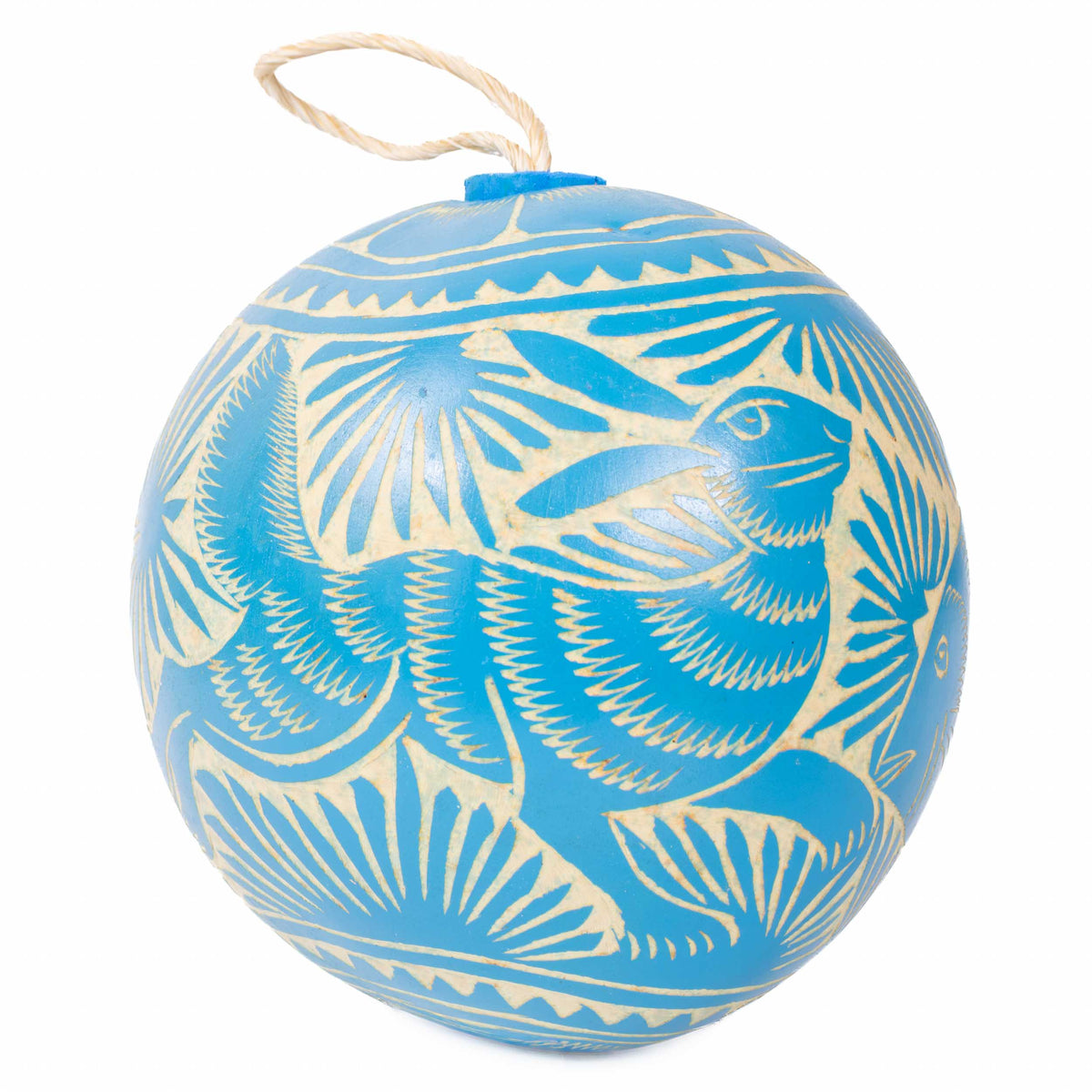 Jícara Natural Hand-Carved Round Christmas Ornament