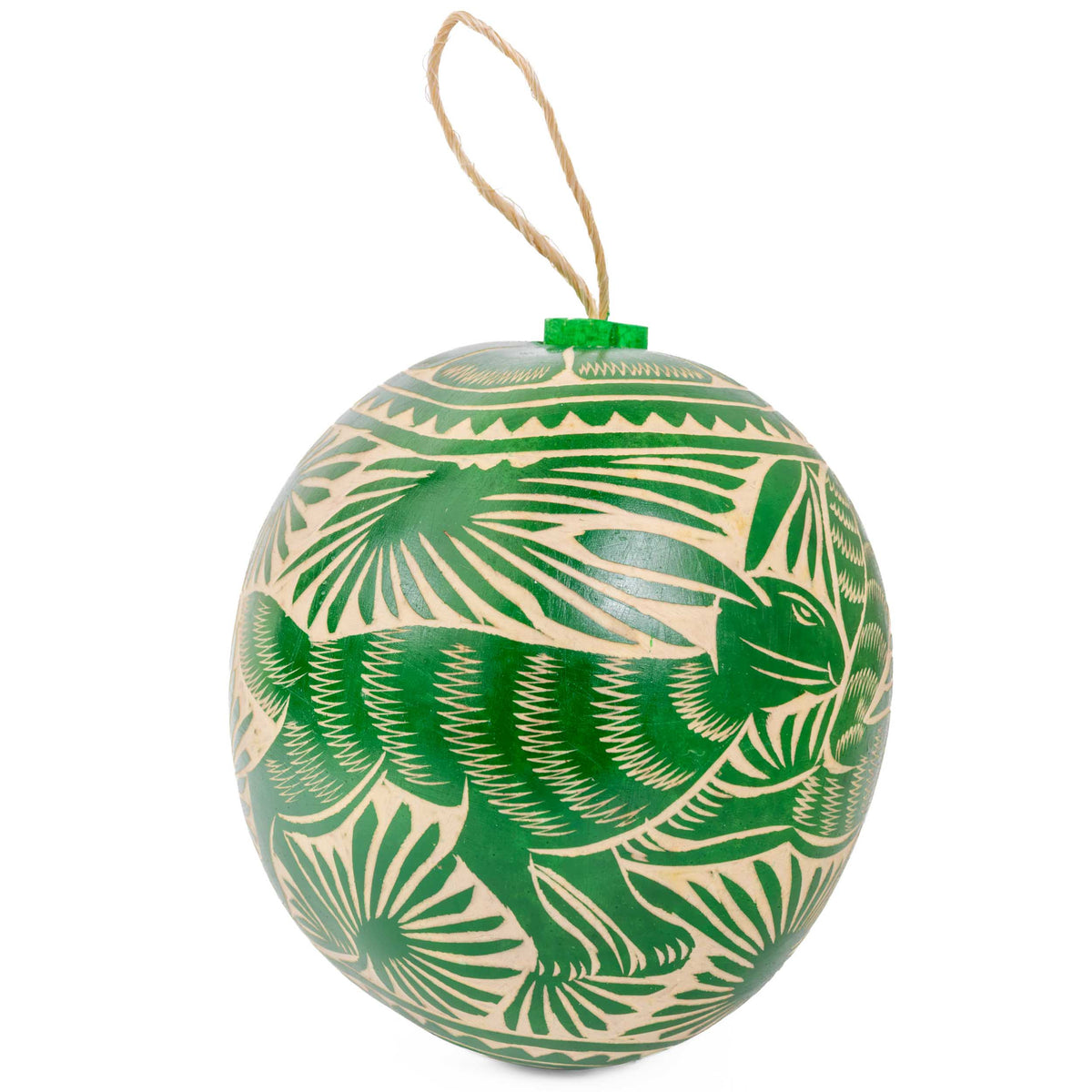 Jícara Natural Hand-Carved Round Christmas Ornament