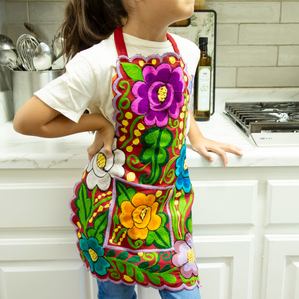 Kids Embroidered Floral Apron