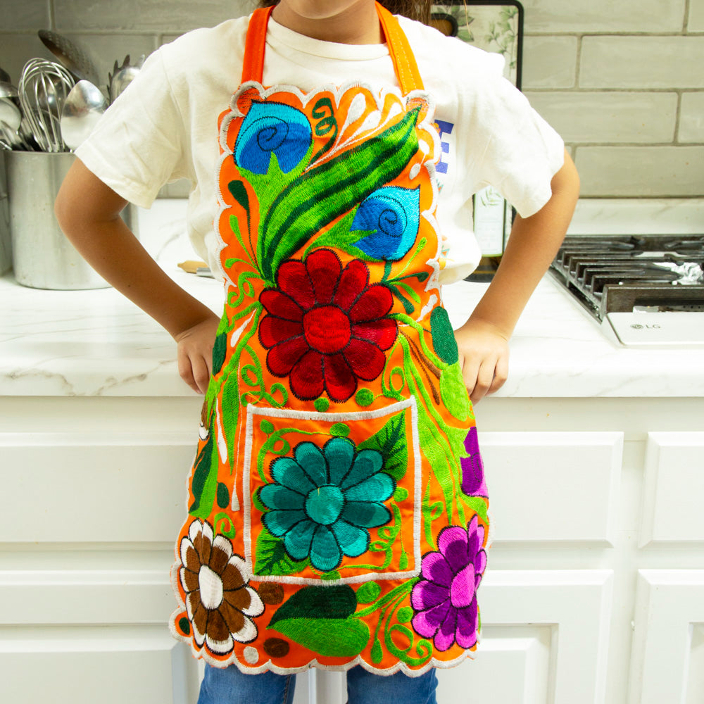 Kids Embroidered Floral Apron