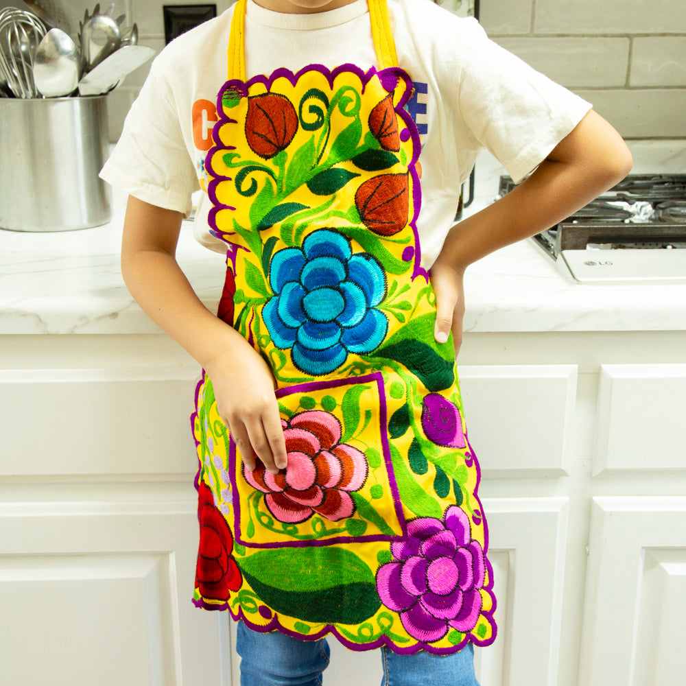 Kids Embroidered Floral Apron