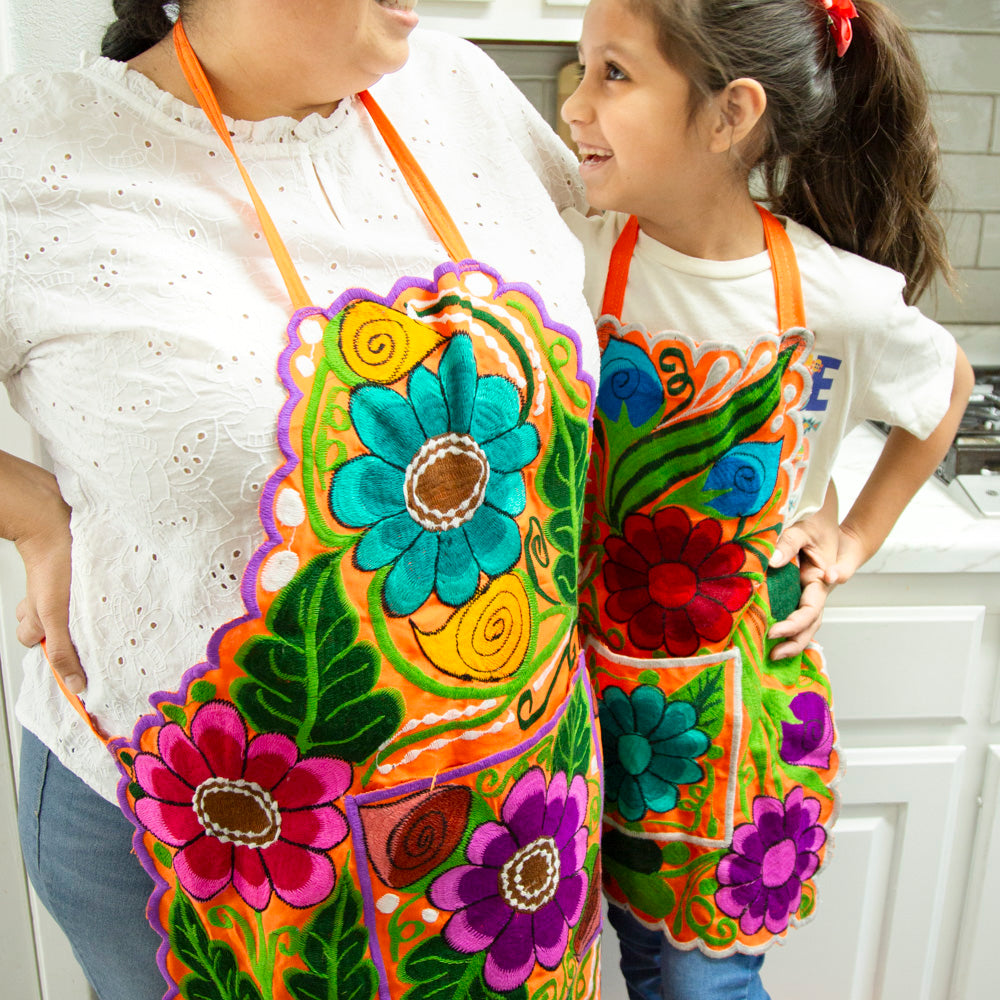 Kids Embroidered Floral Apron