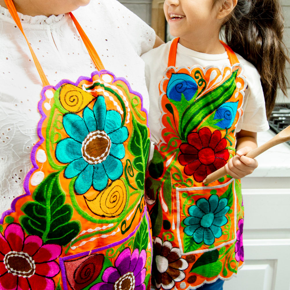 Kids Embroidered Floral Apron